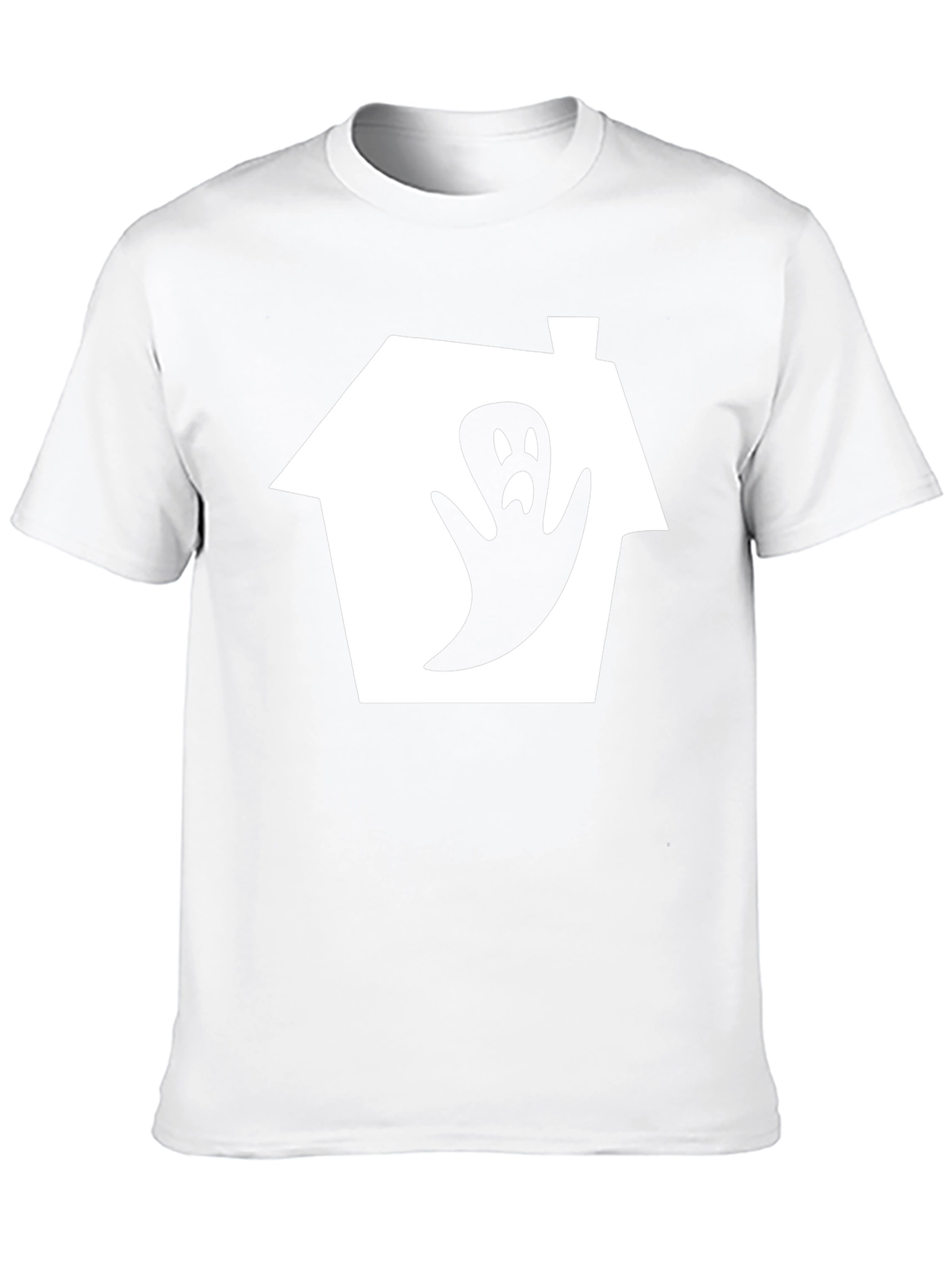 Spooky Ghost House Graphic Tee - Black Cotton