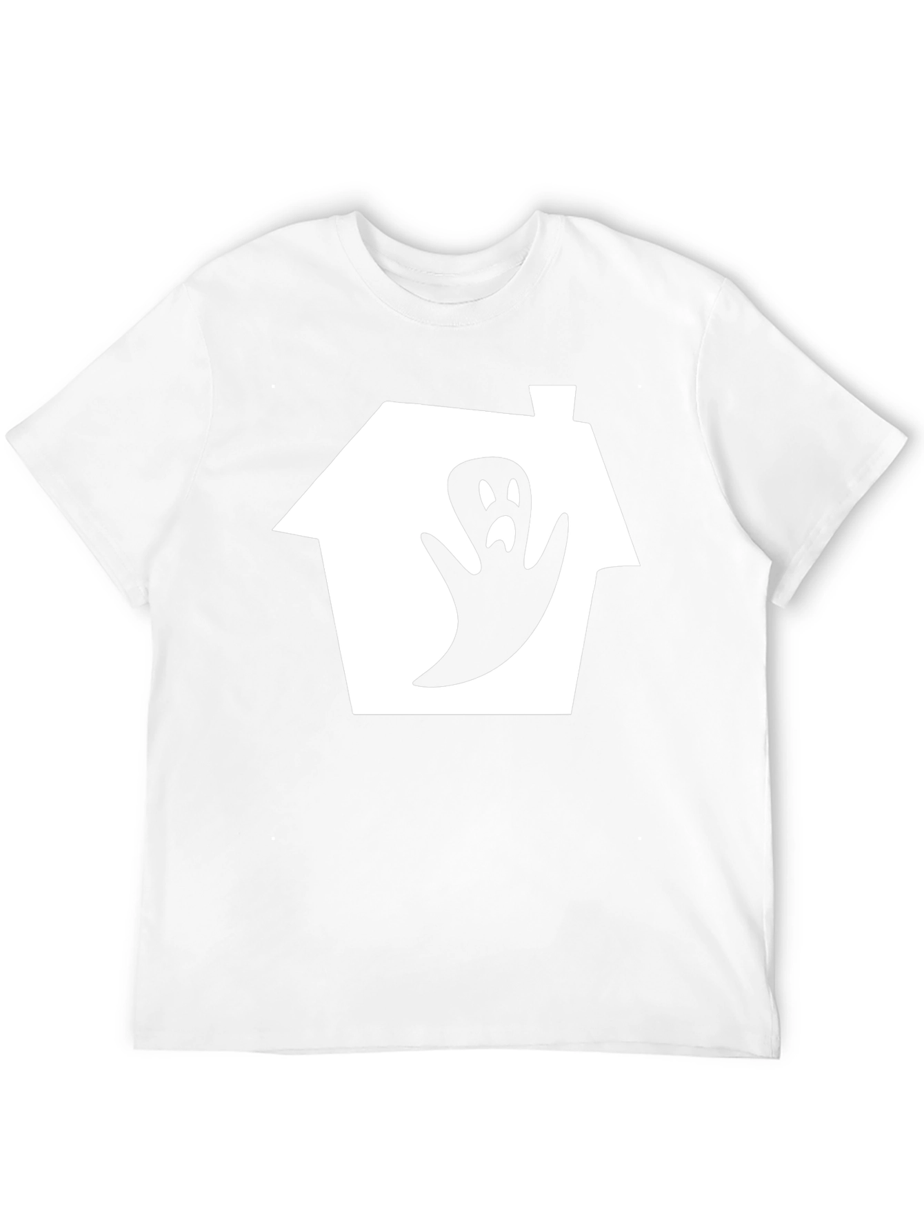 Spooky Ghost House Graphic Tee - Black Cotton