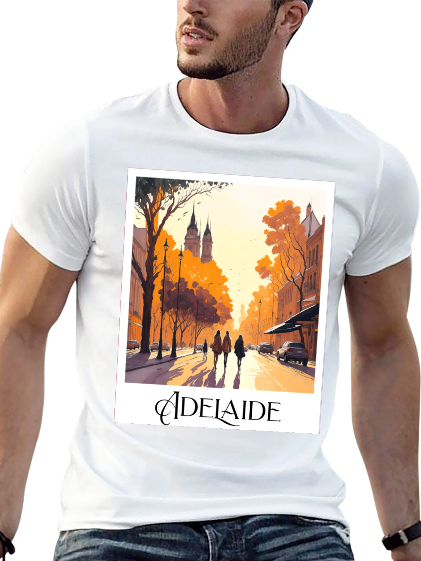 Adelaide Cityscape Black T-Shirt
