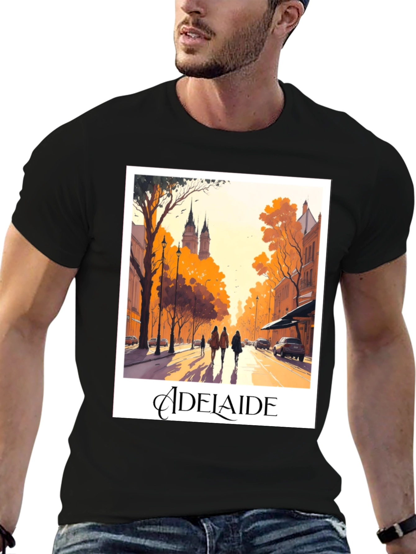 Adelaide Cityscape Black T-Shirt
