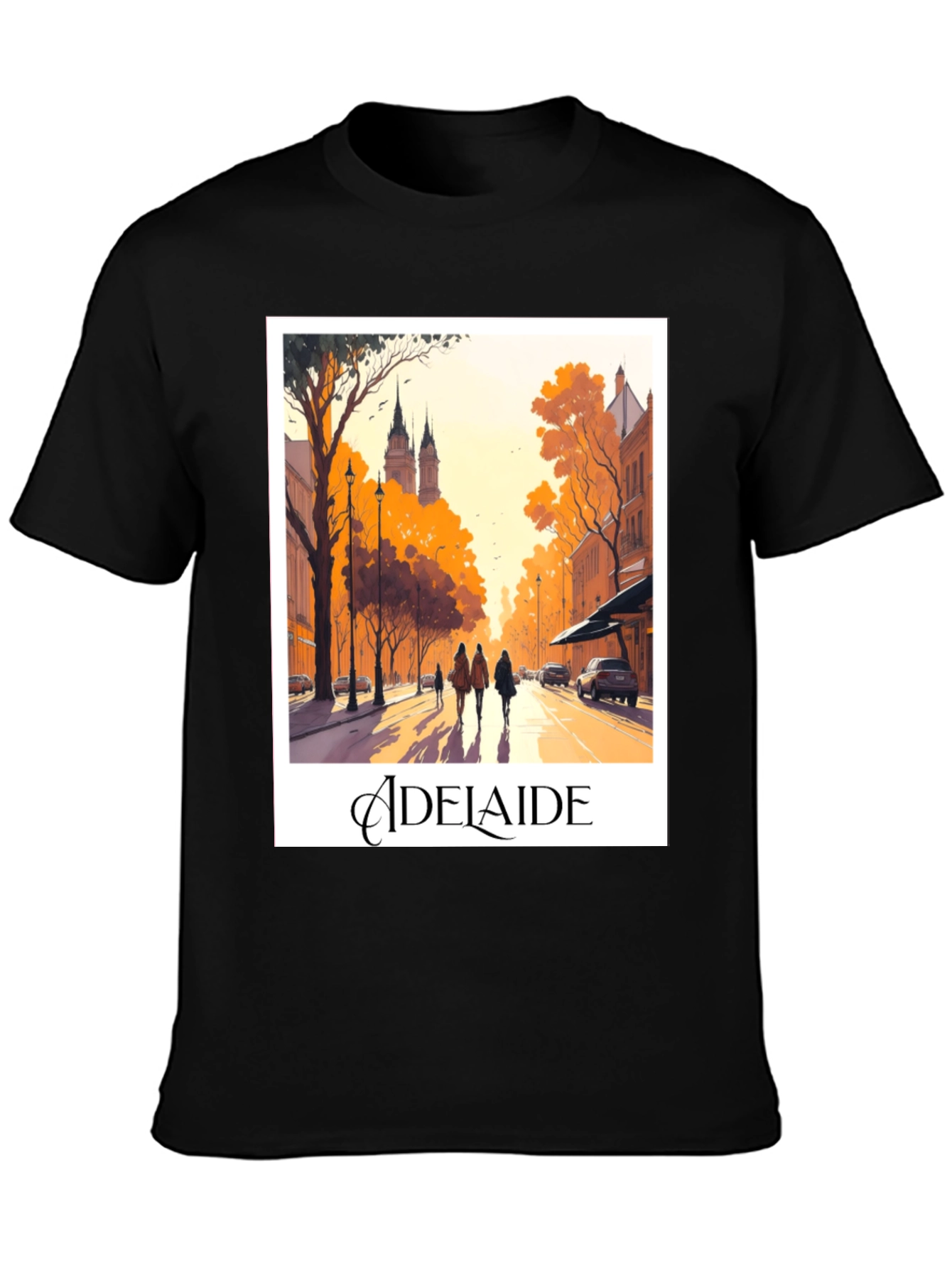 Adelaide Cityscape Black T-Shirt