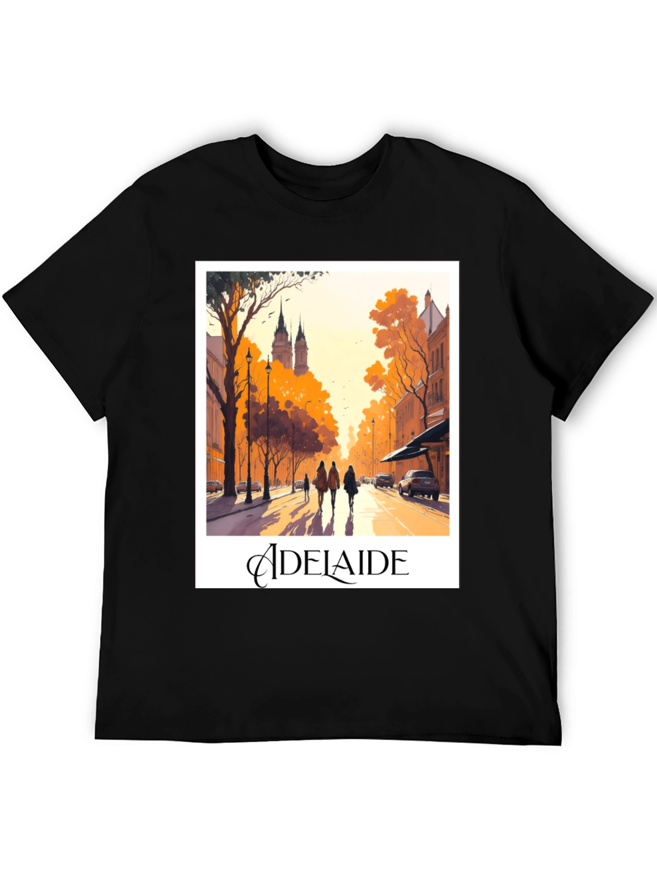 Adelaide Cityscape Black T-Shirt