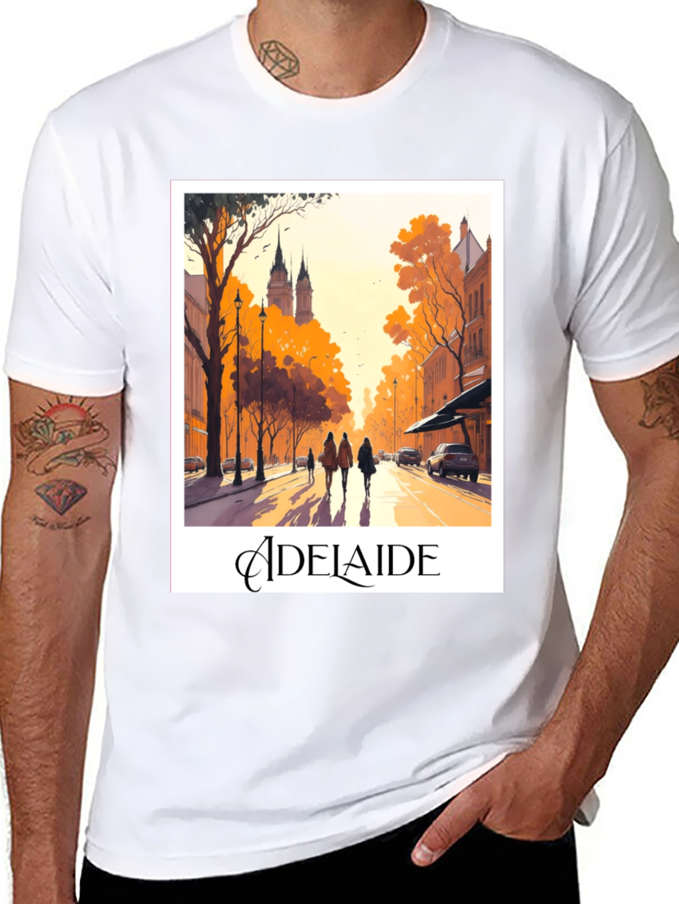 Adelaide Cityscape Black T-Shirt