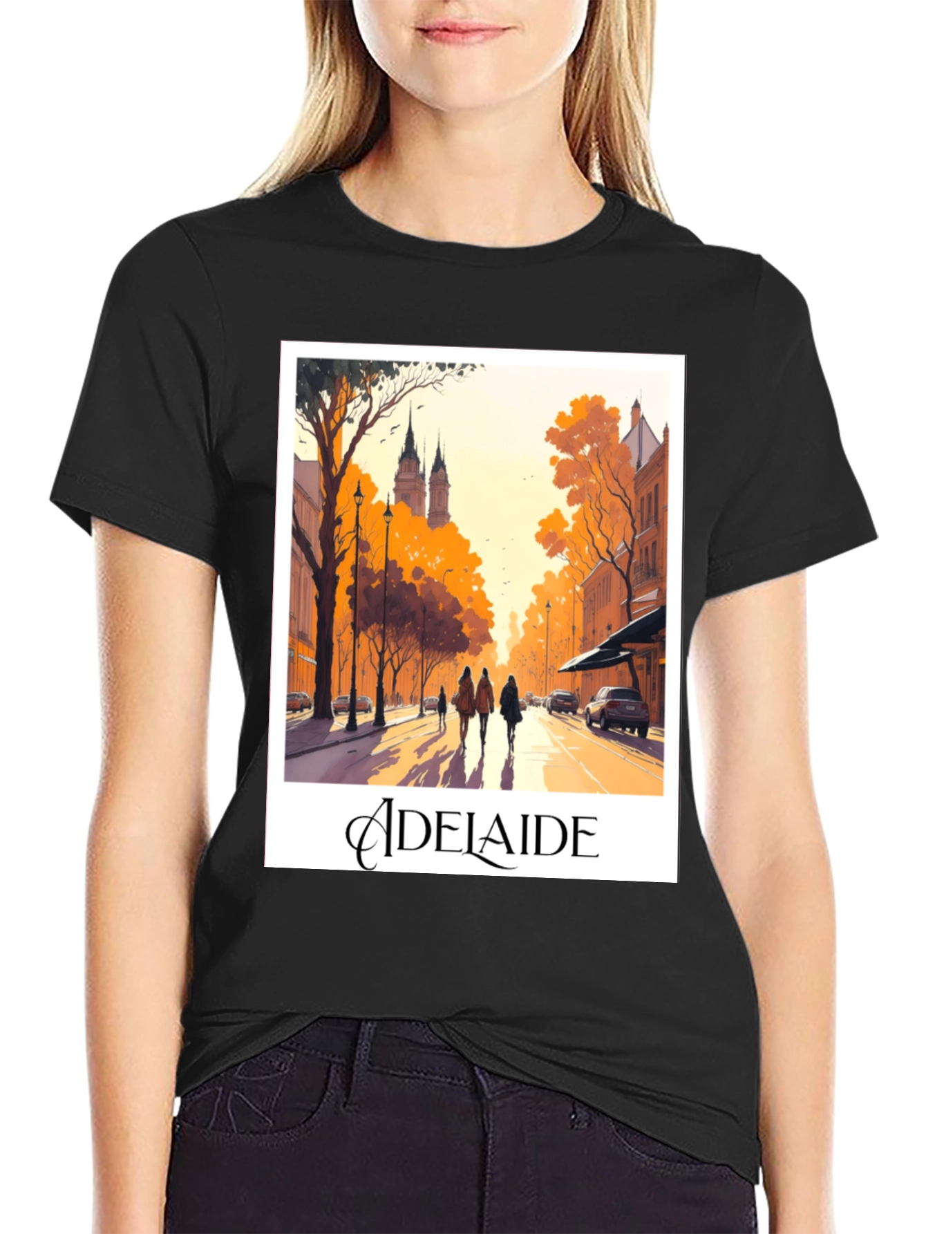 Adelaide Cityscape Black T-Shirt