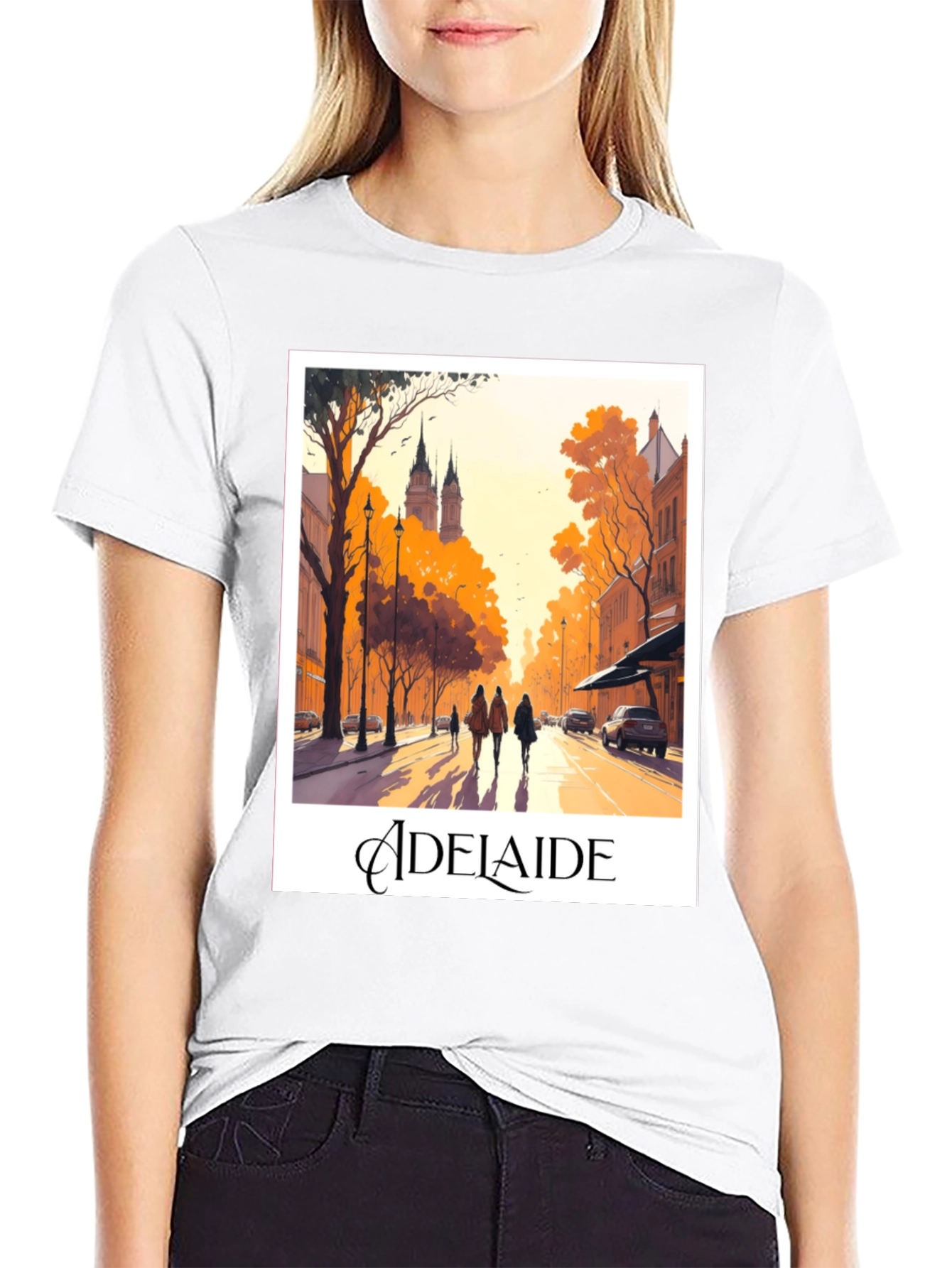 Adelaide Cityscape Black T-Shirt