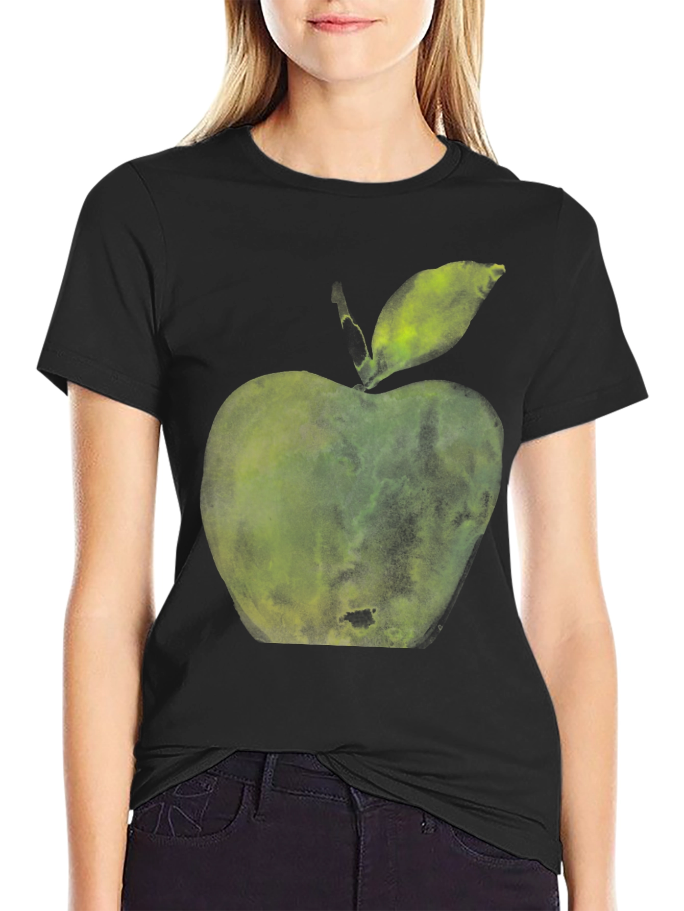 Green Apple Graphic T-Shirt - Casual Wear
