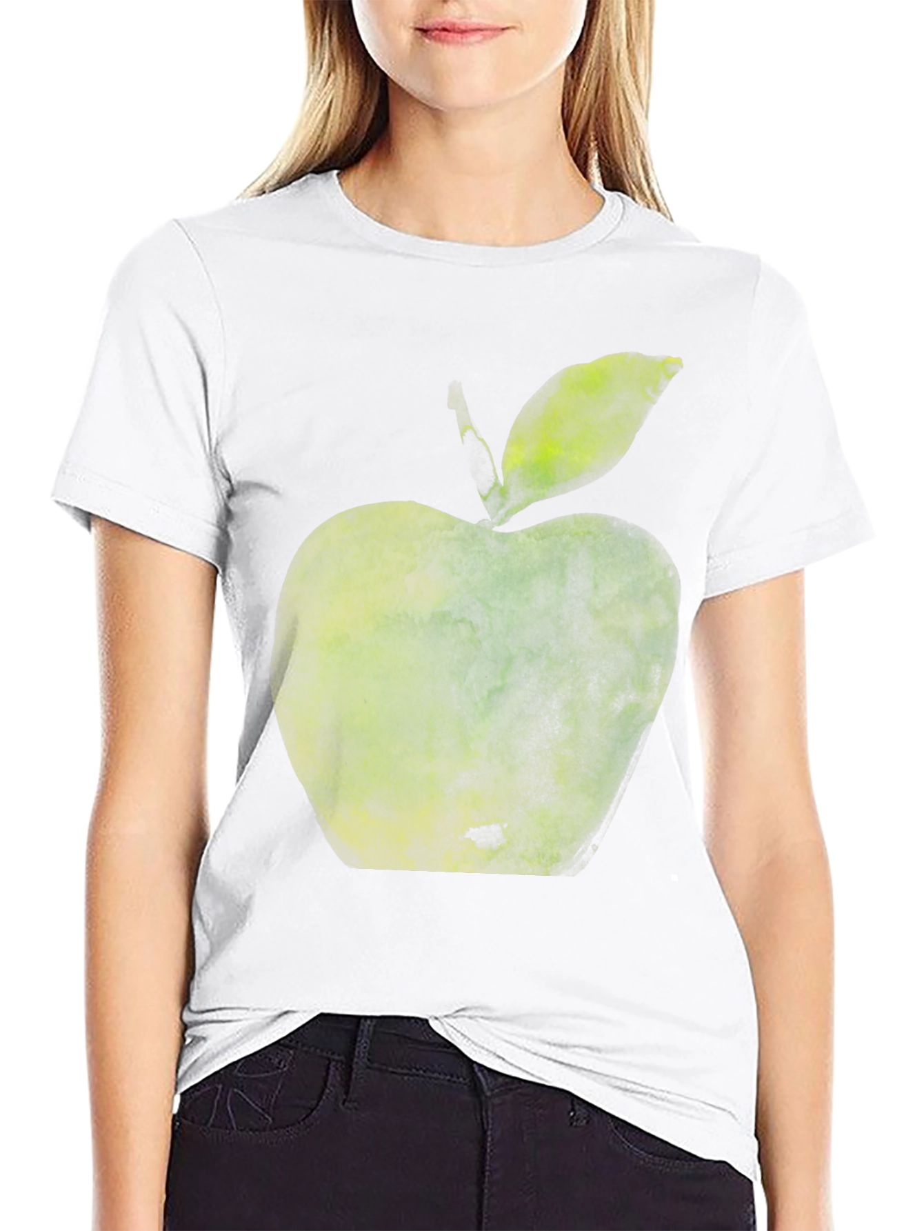 Green Apple Graphic T-Shirt - Casual Wear