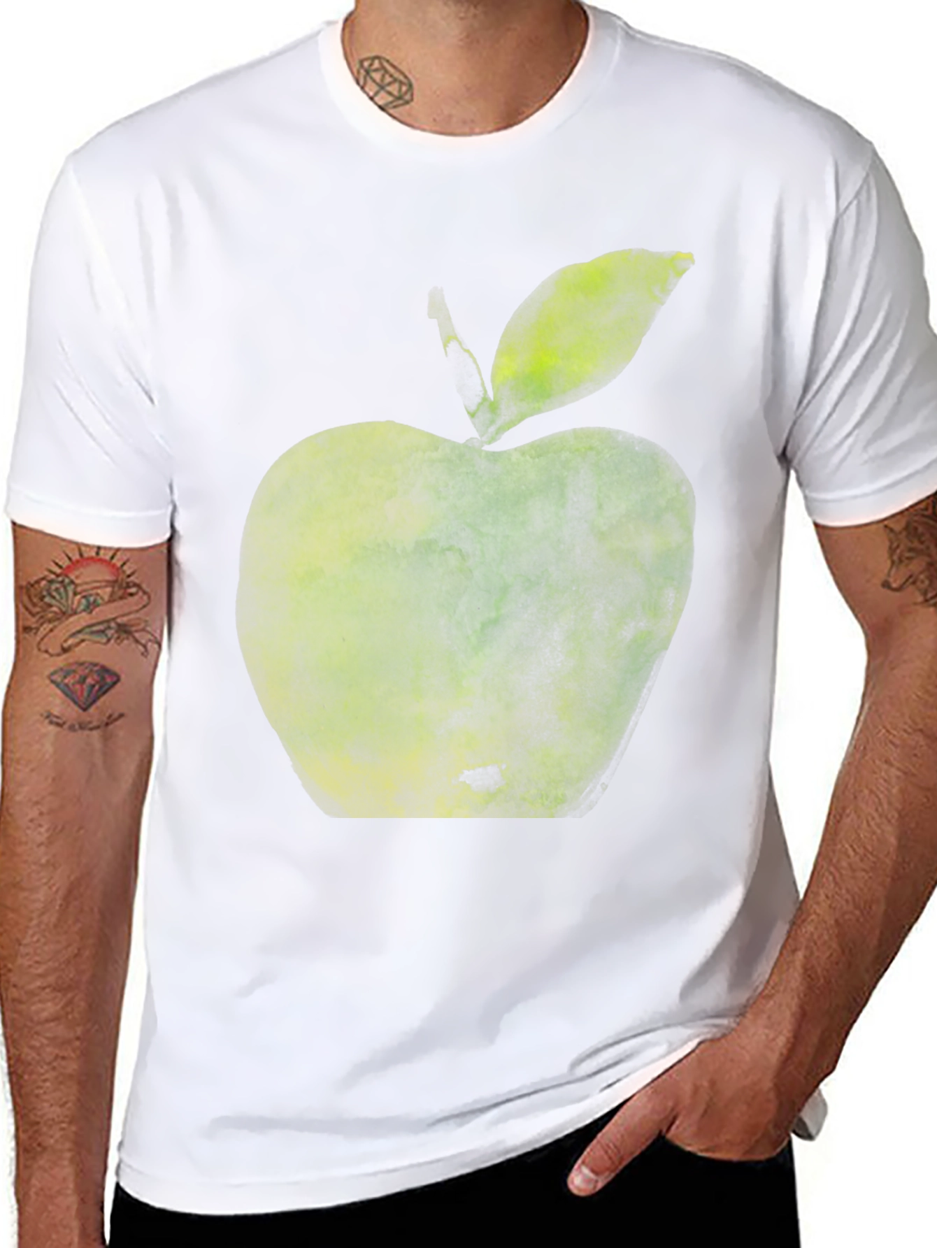 Green Apple Graphic T-Shirt - Casual Wear