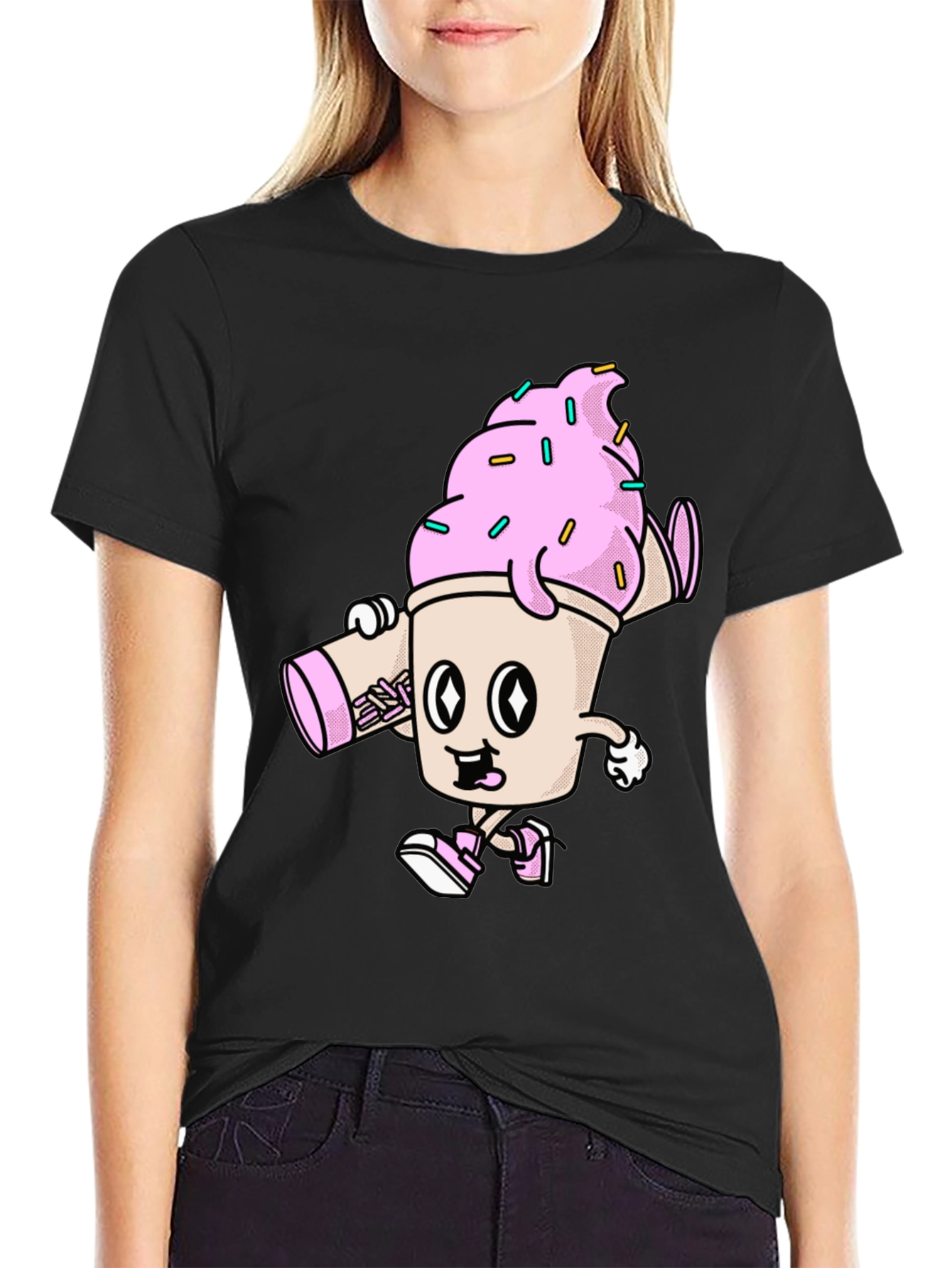 Cartoon Ice Cream Character Graphic Tee