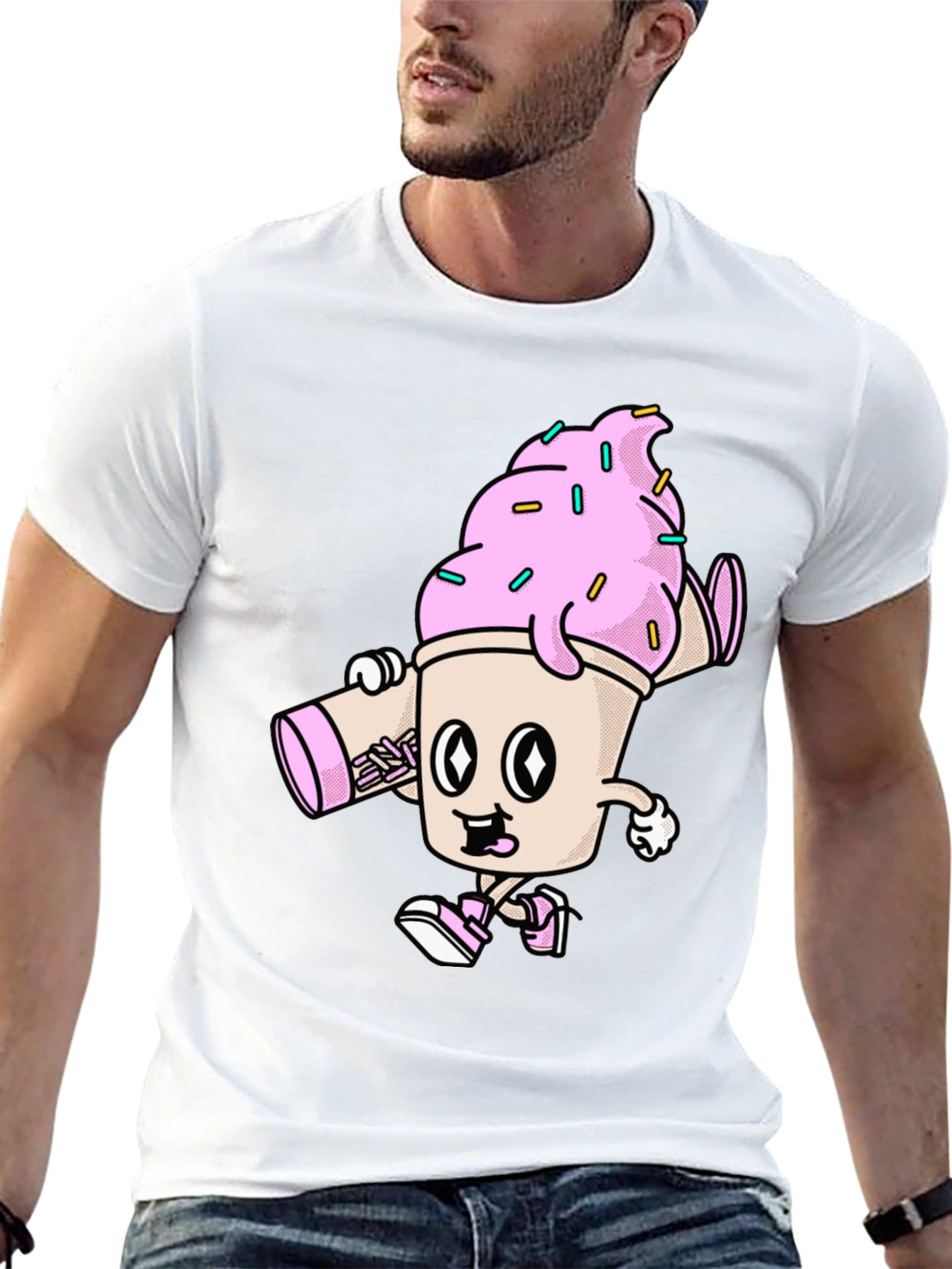 Cartoon Ice Cream Character Graphic Tee