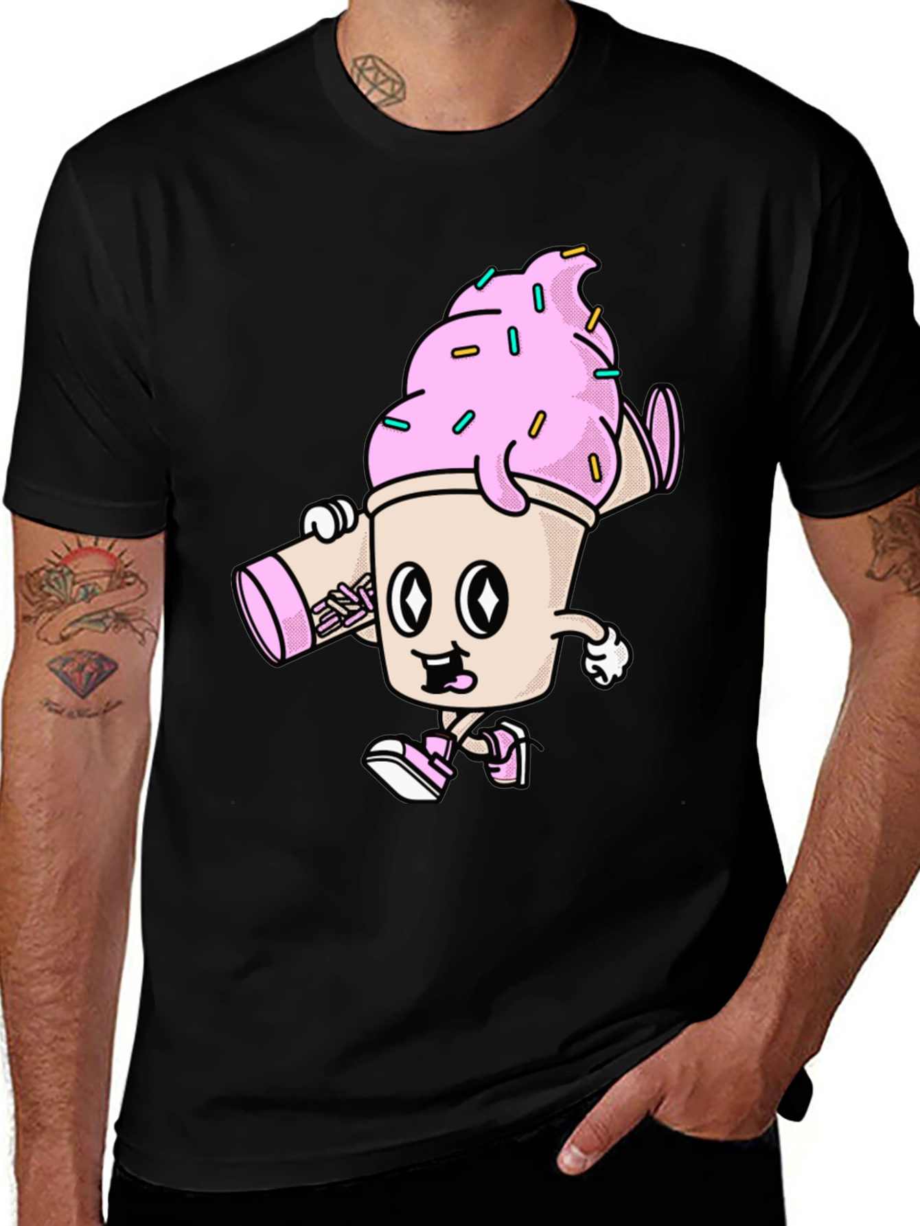 Cartoon Ice Cream Character Graphic Tee