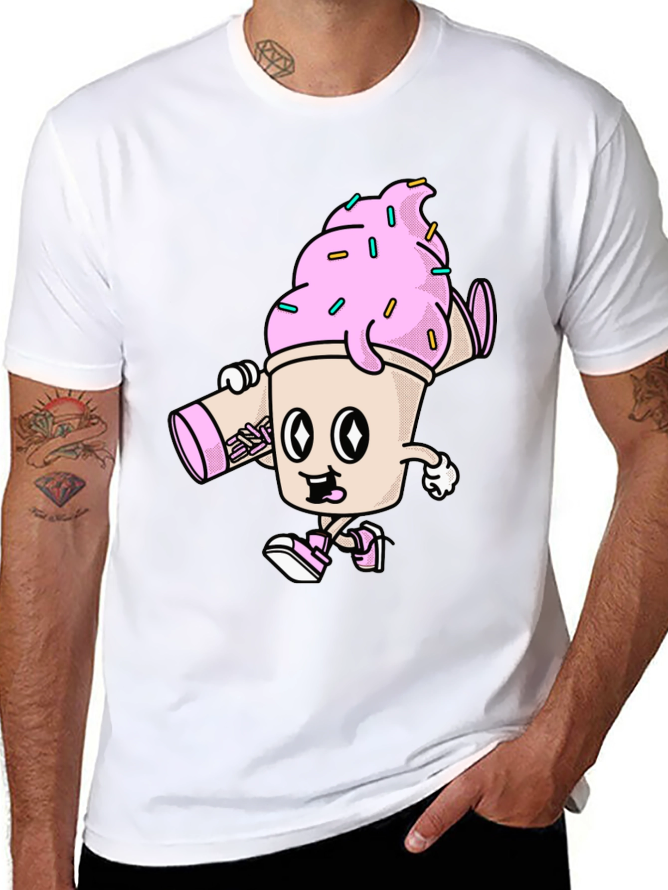 Cartoon Ice Cream Character Graphic Tee