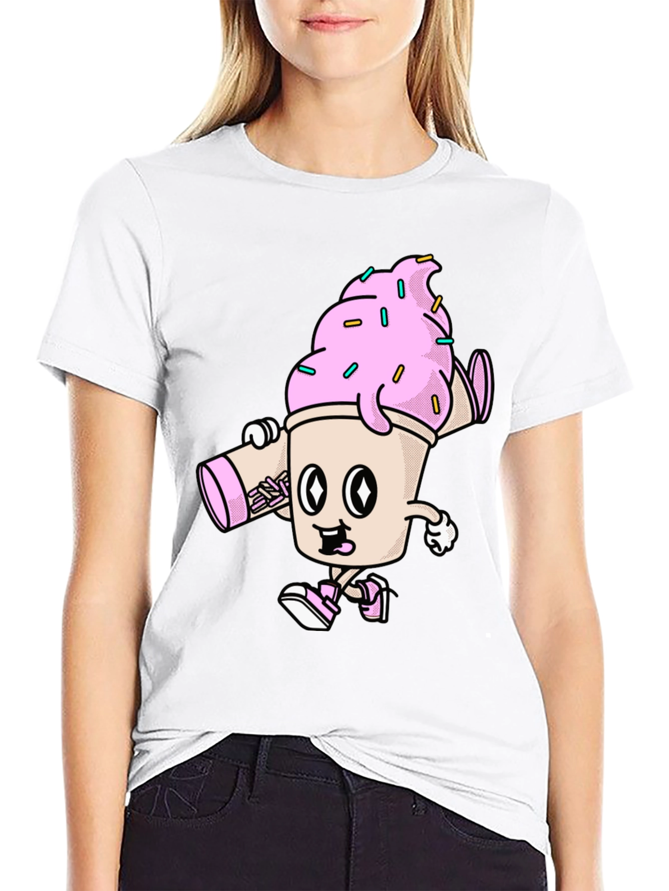 Cartoon Ice Cream Character Graphic Tee