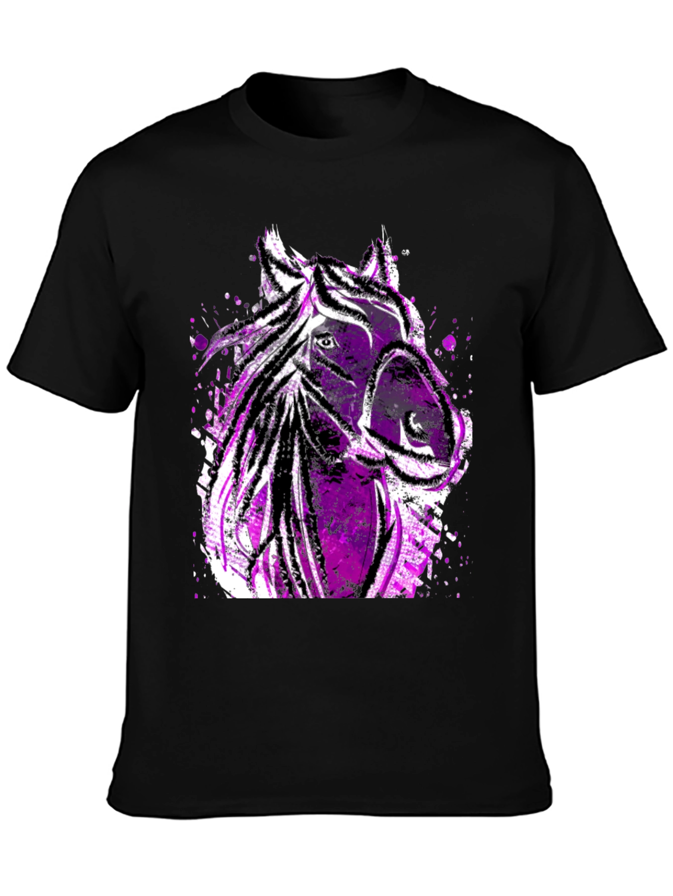 Abstract Horse Graphic Mens Tee - Black