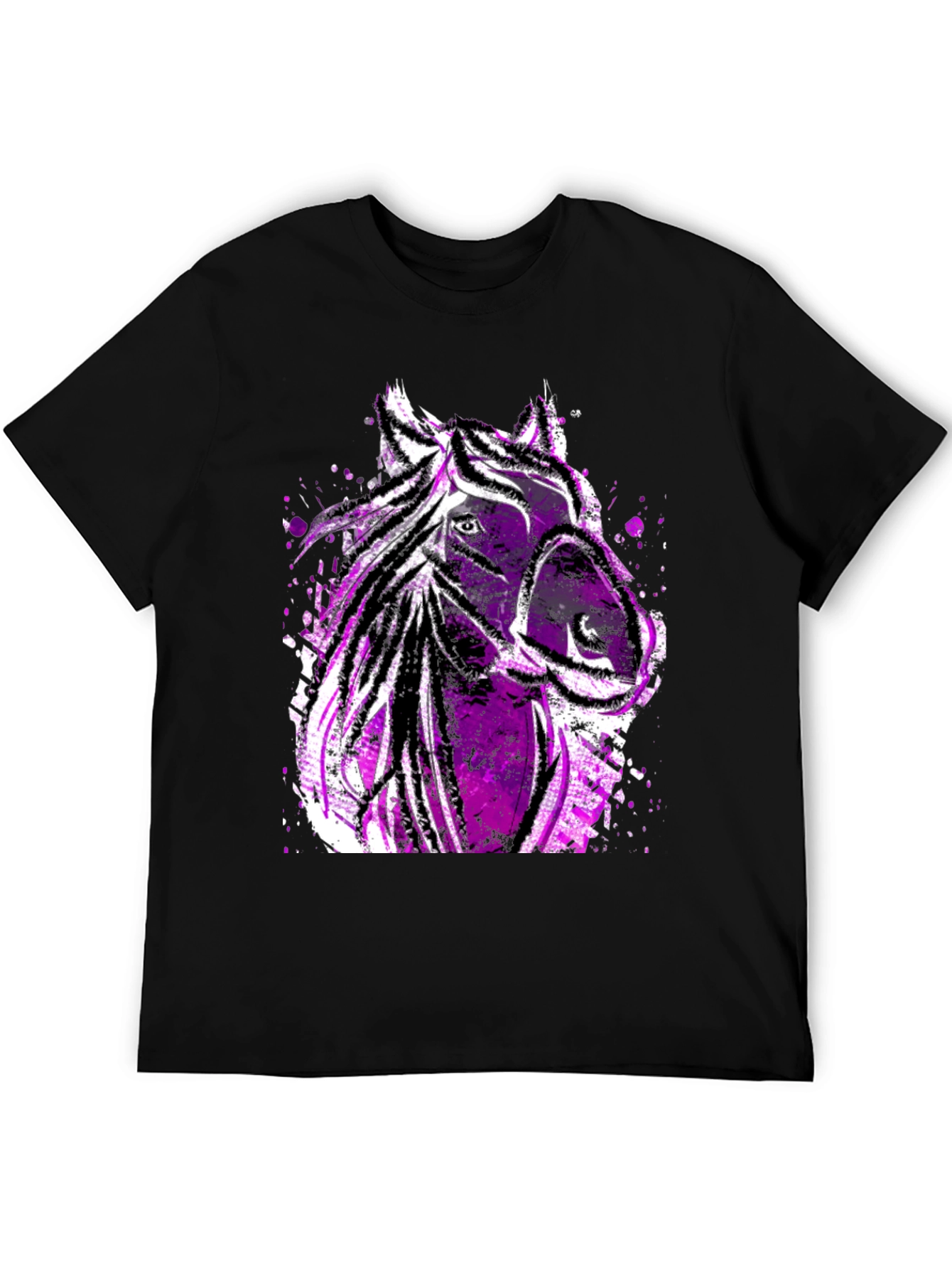 Abstract Horse Graphic Mens Tee - Black