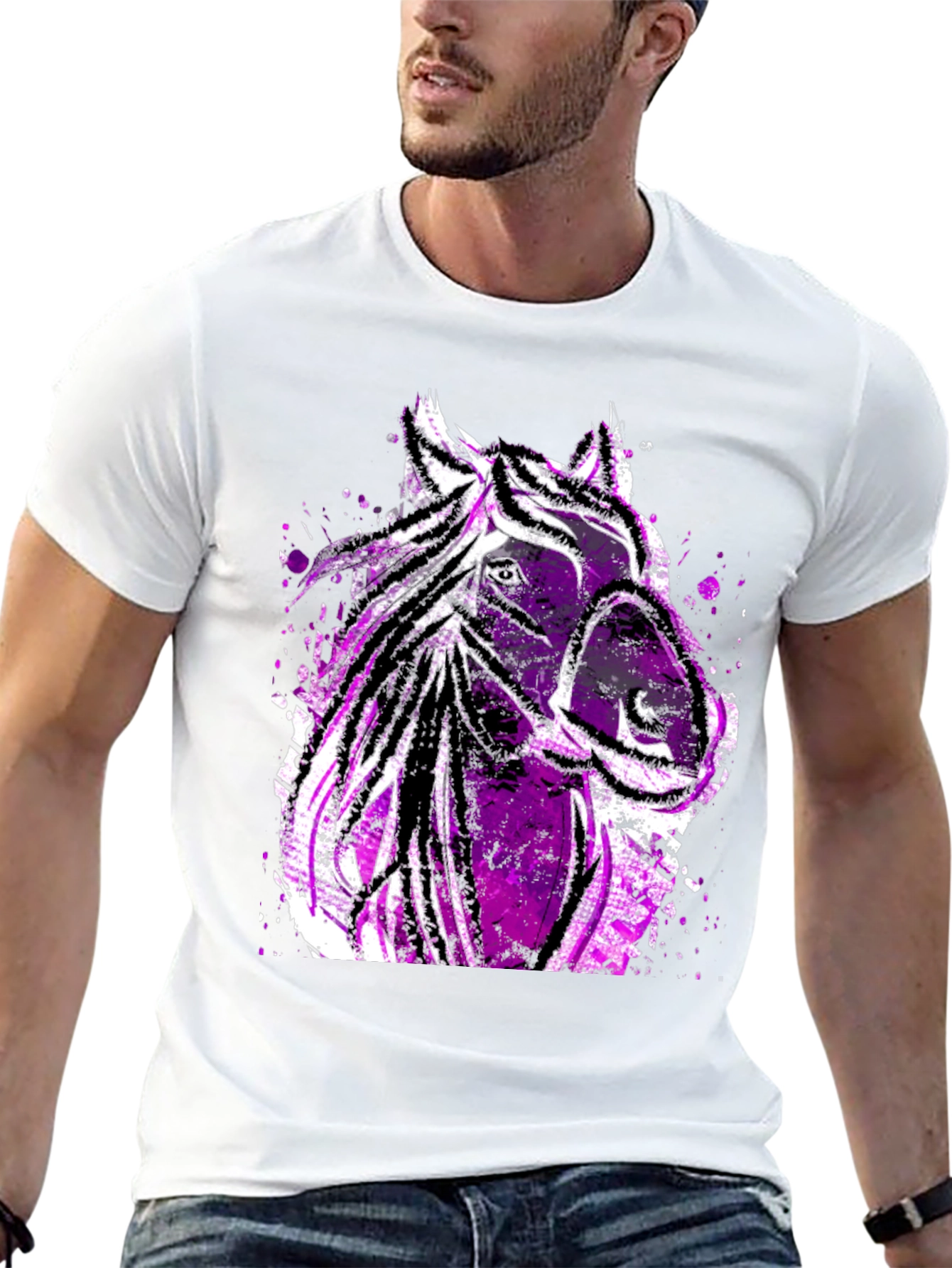 Abstract Horse Graphic Mens Tee - Black