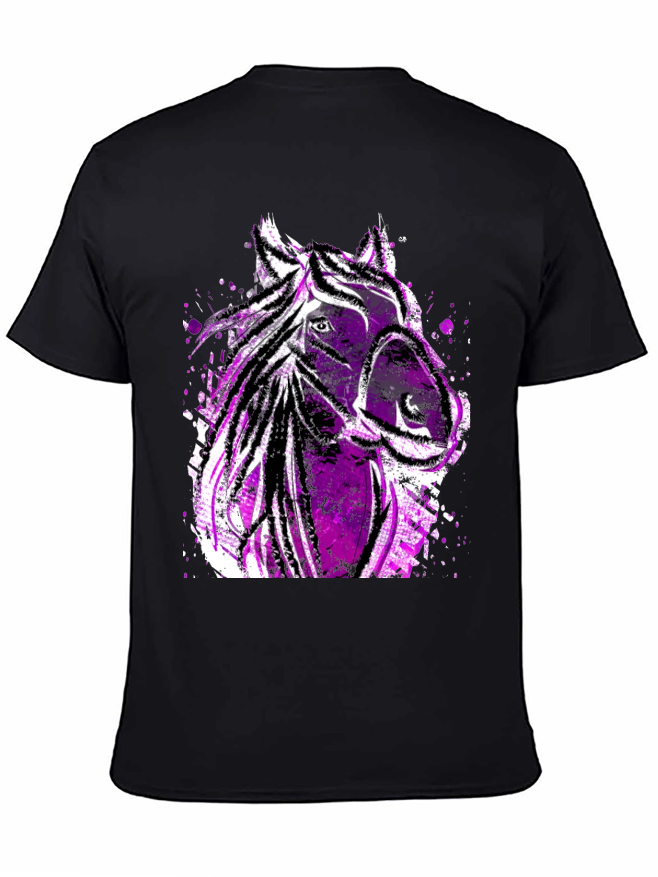Abstract Horse Graphic Mens Tee - Black