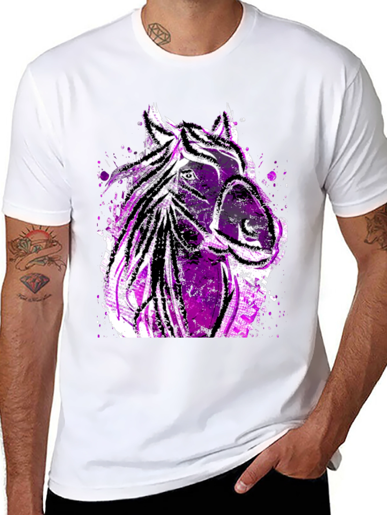 Abstract Horse Graphic Mens Tee - Black