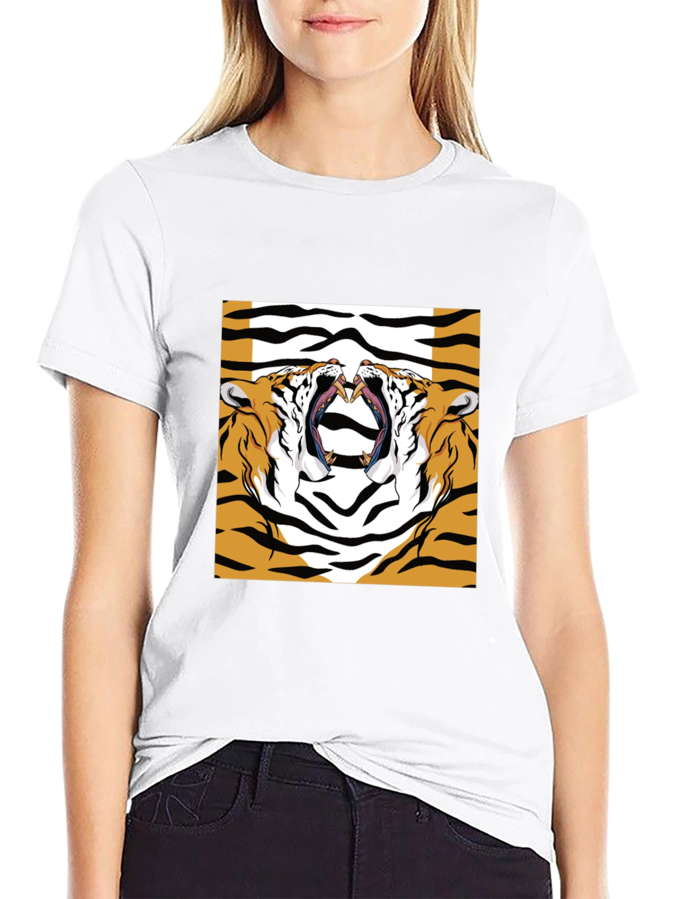 Bold Tiger Graphic Print Black T-Shirt