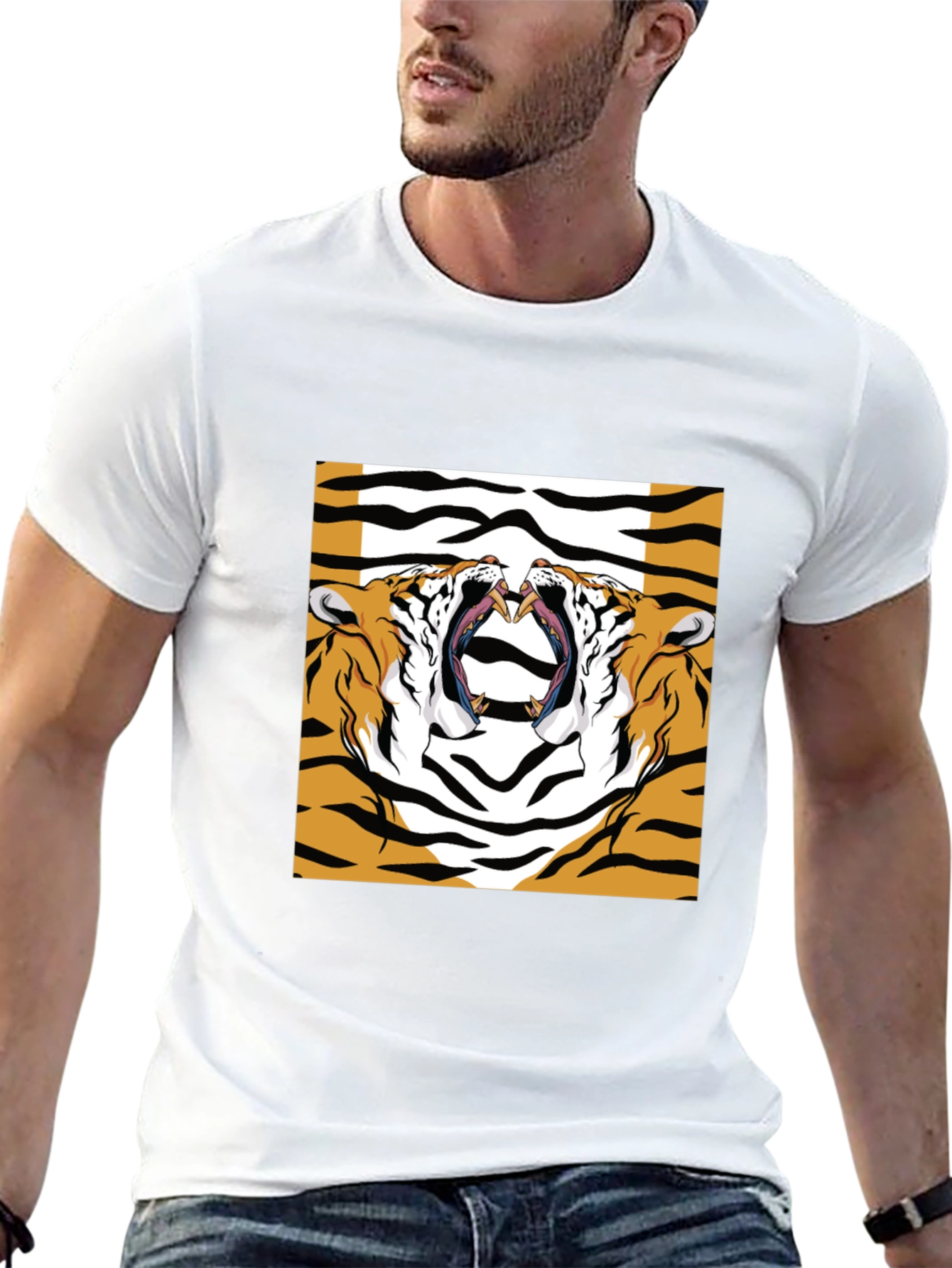 Bold Tiger Graphic Print Black T-Shirt