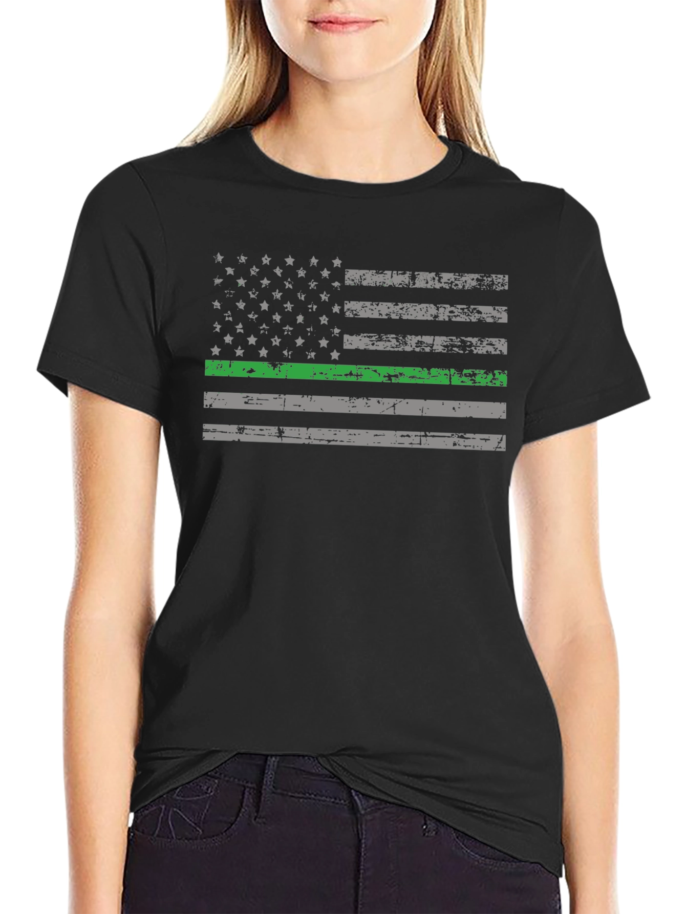 Thin Green Line American Flag Graphic Tee