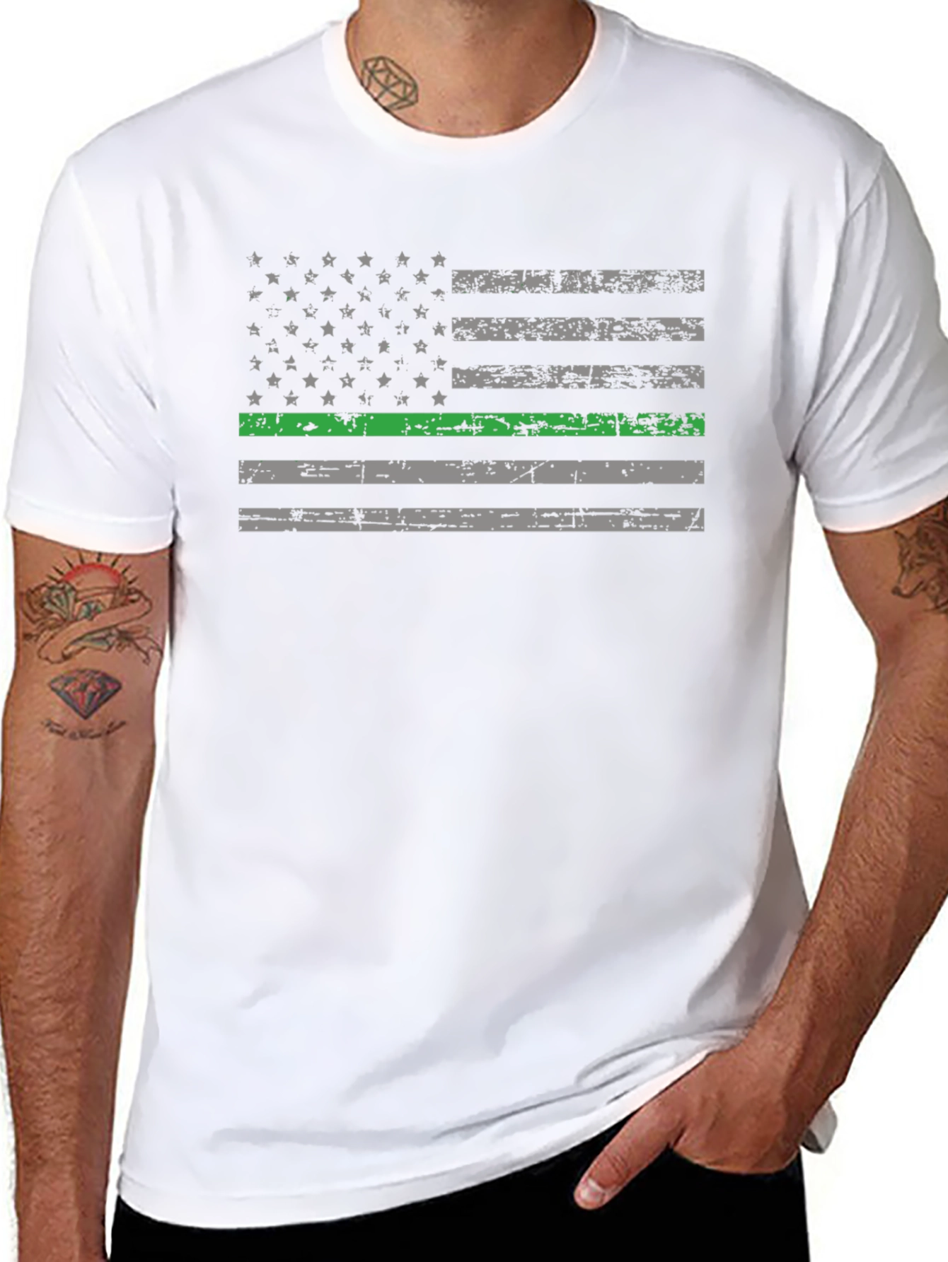 Thin Green Line American Flag Graphic Tee