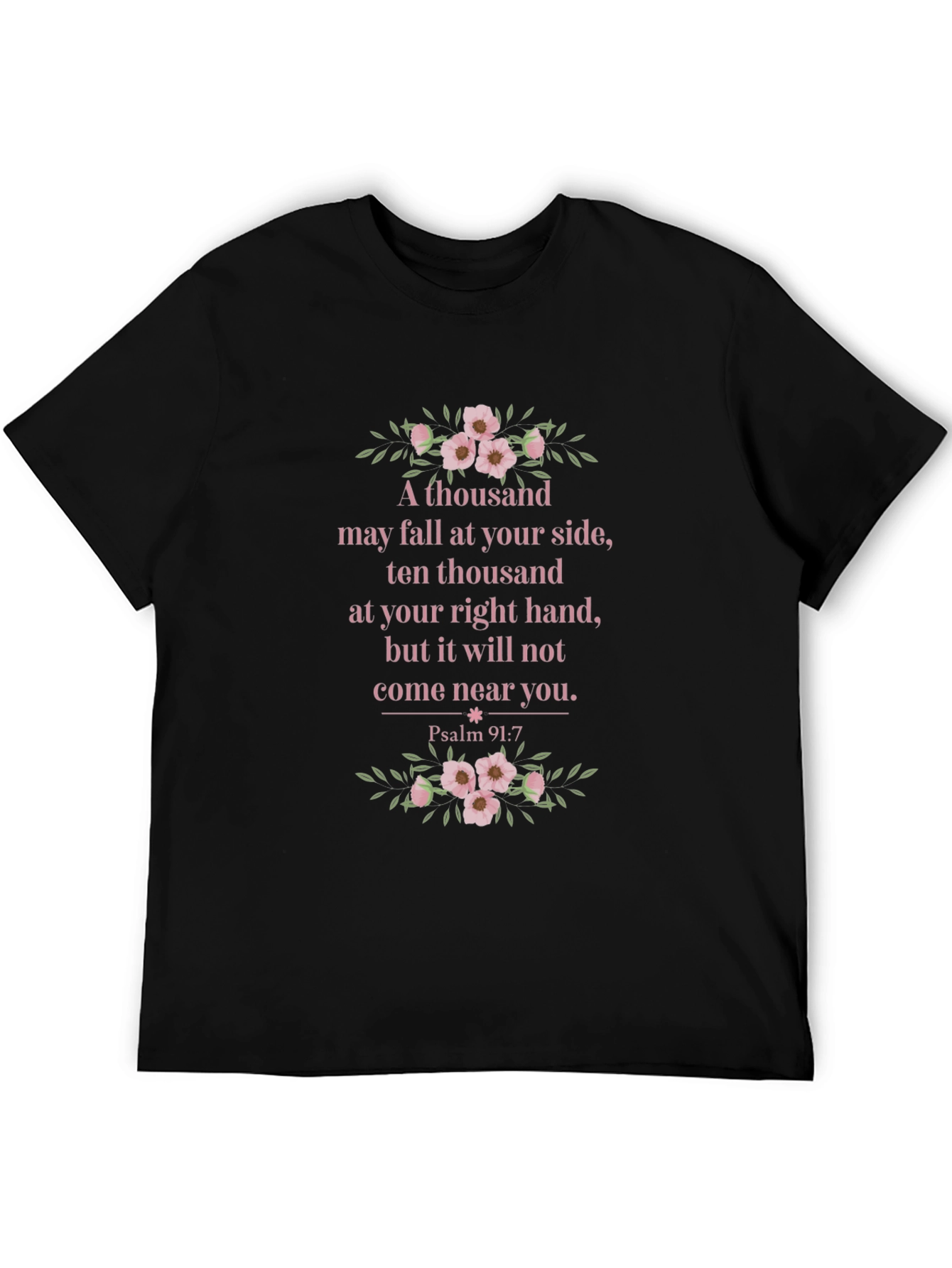 Floral Psalm 91:7 Graphic T-Shirt