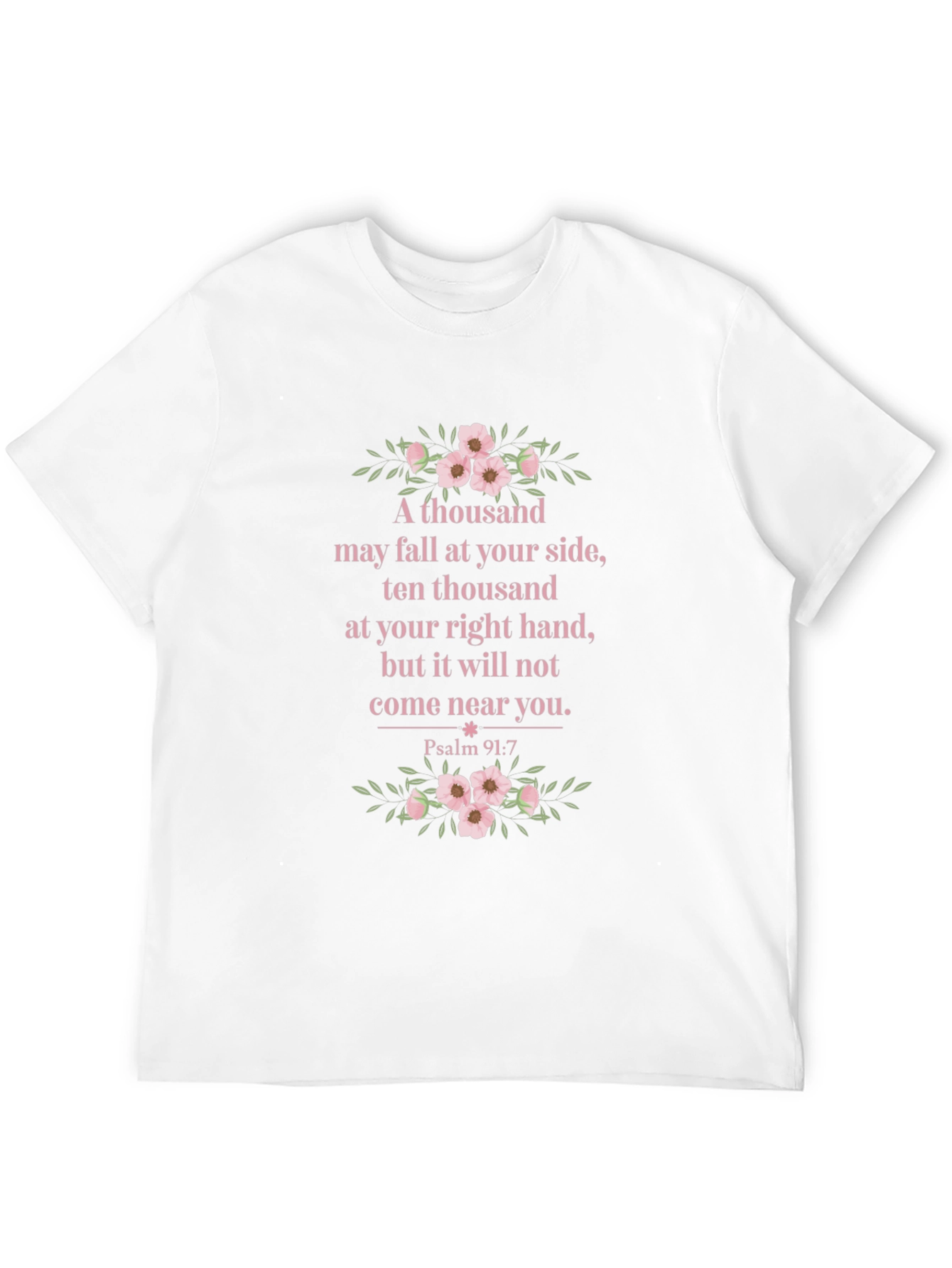 Floral Psalm 91:7 Graphic T-Shirt
