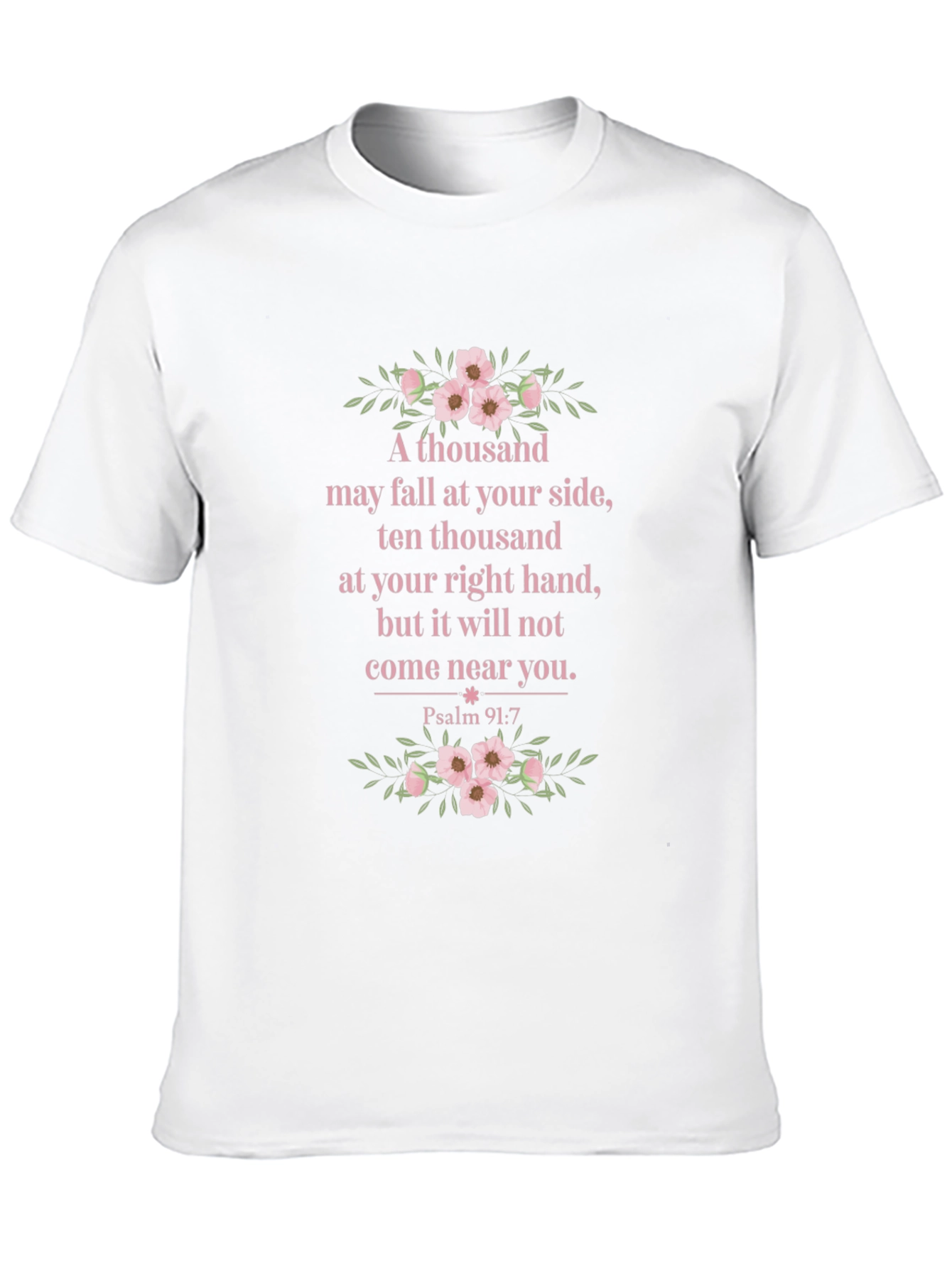 Floral Psalm 91:7 Graphic T-Shirt