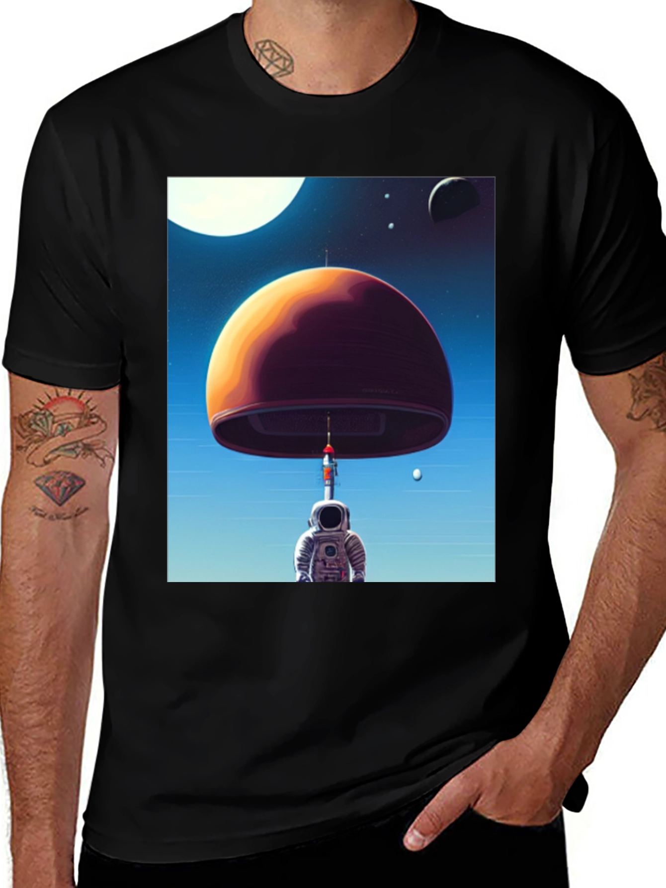 Astronaut & Planet T-Shirt - Space Adventure Tee