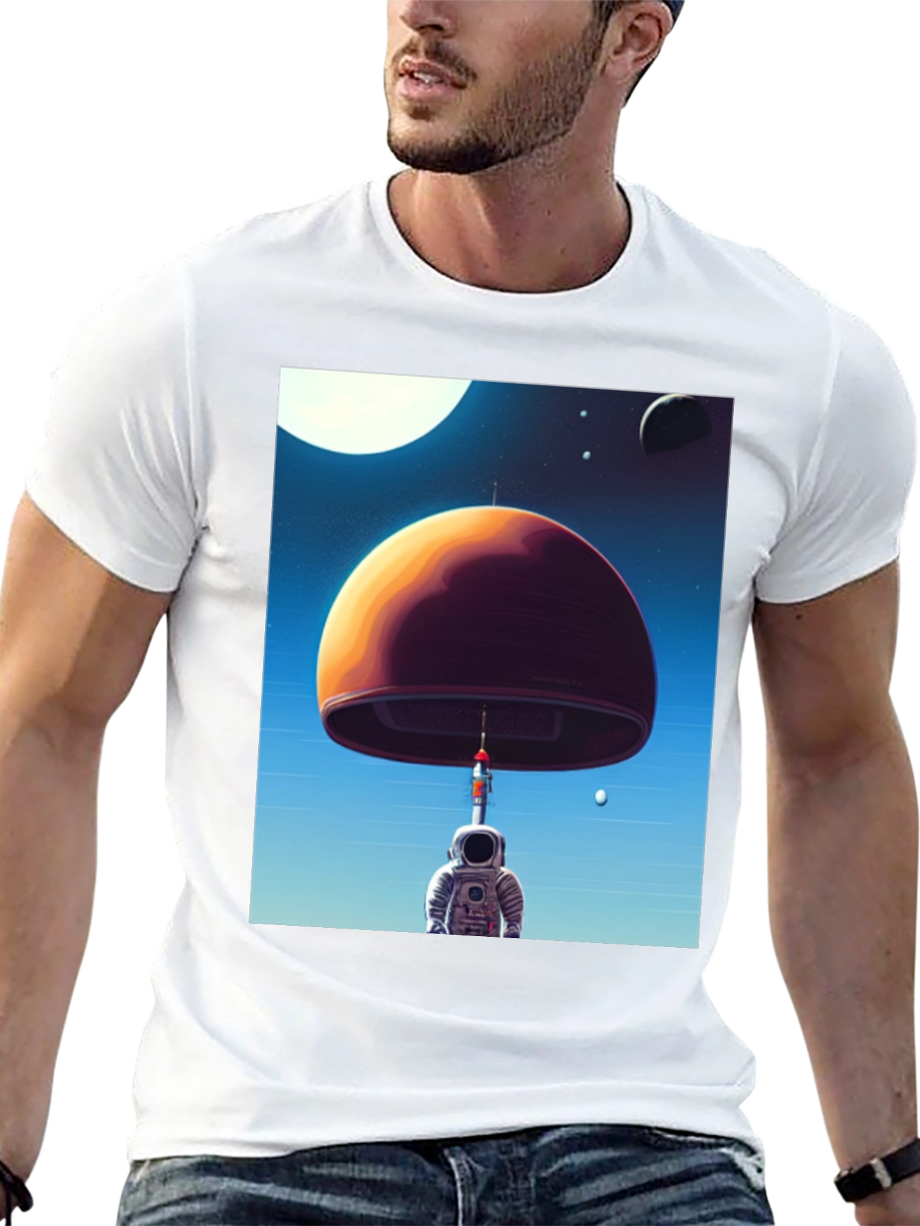 Astronaut & Planet T-Shirt - Space Adventure Tee