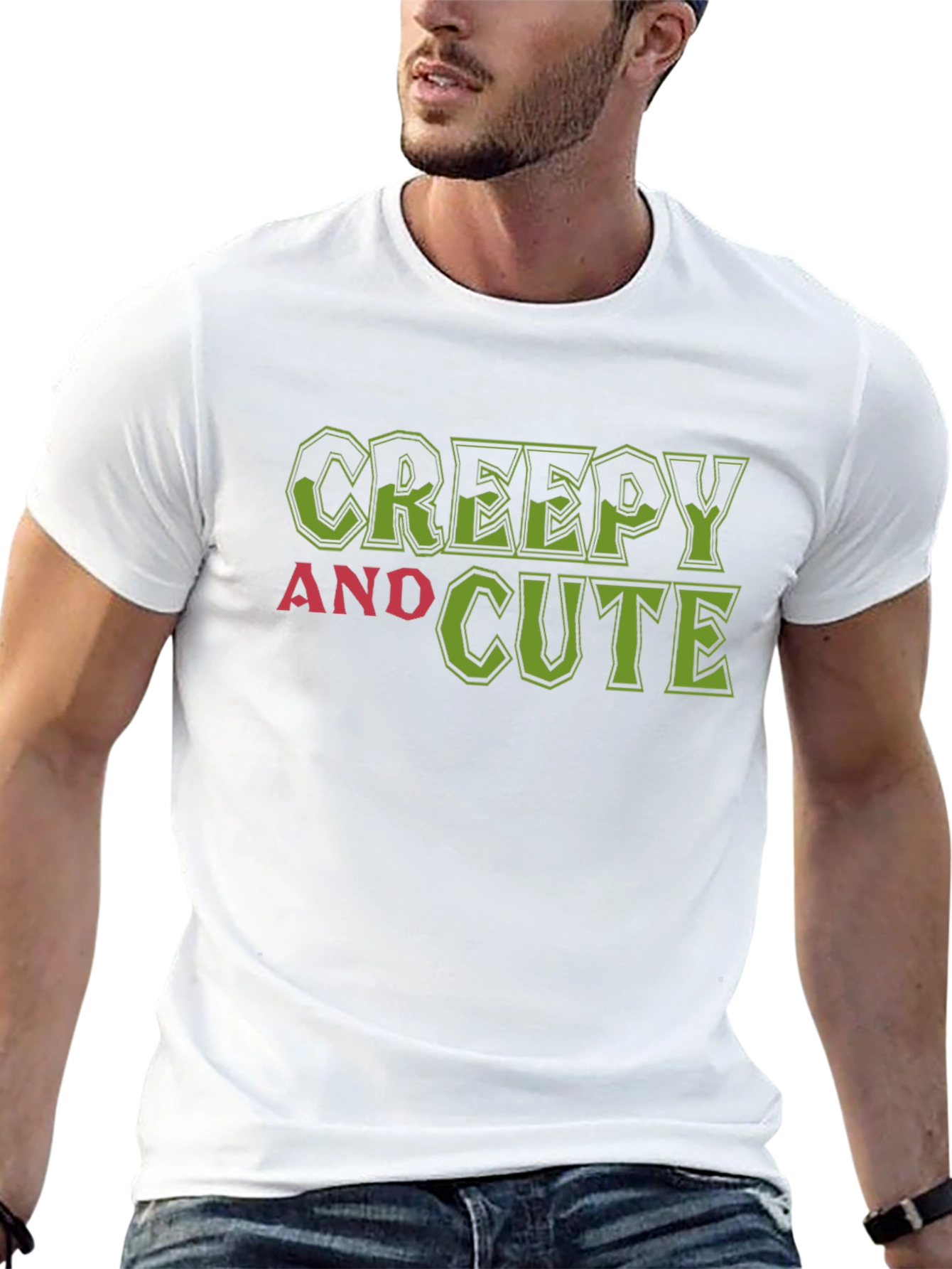 Creepy and Cute Graphic Print Black T-Shirt