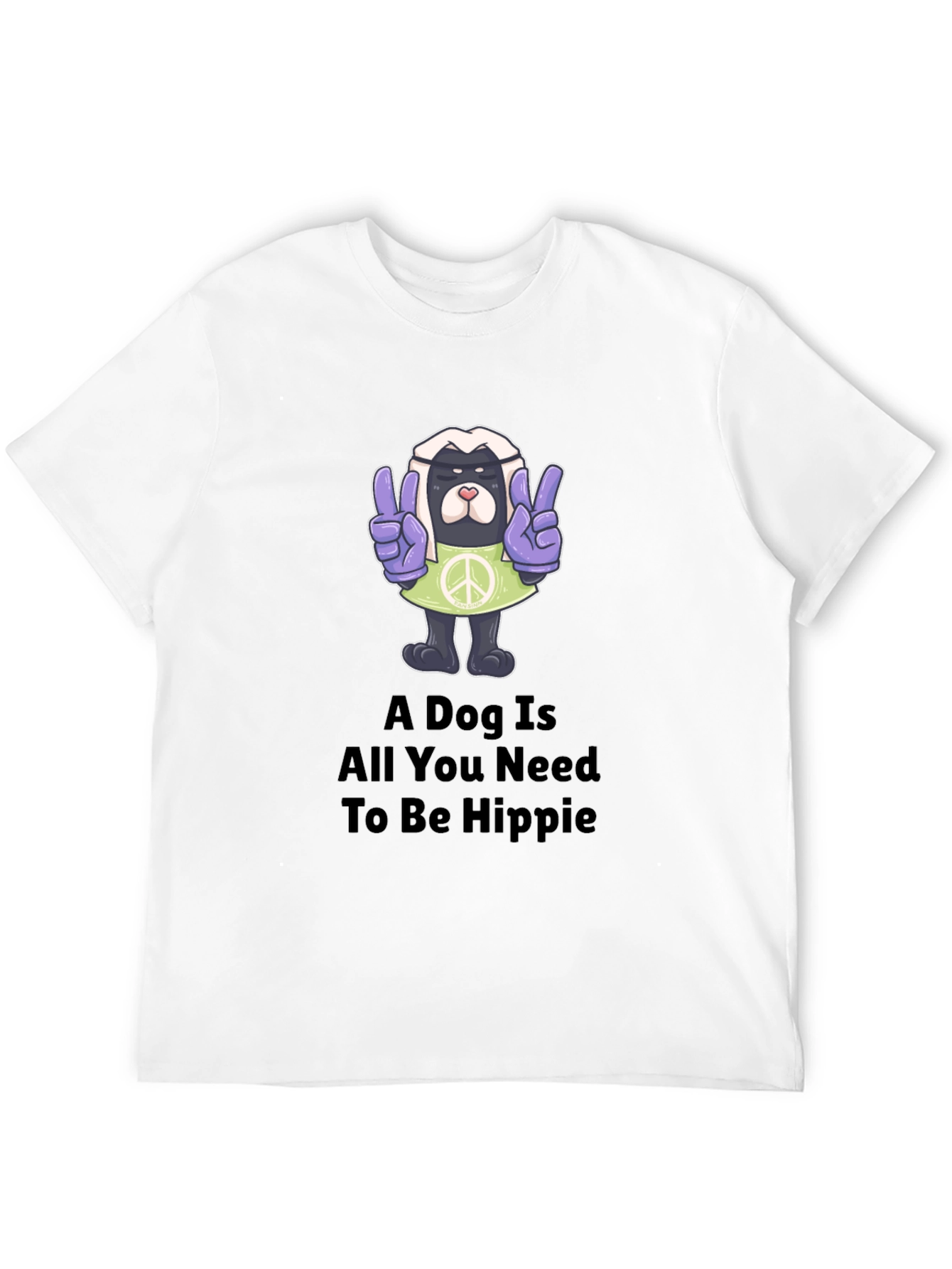 Hippie Dog Graphic T-Shirt - Peace & Love