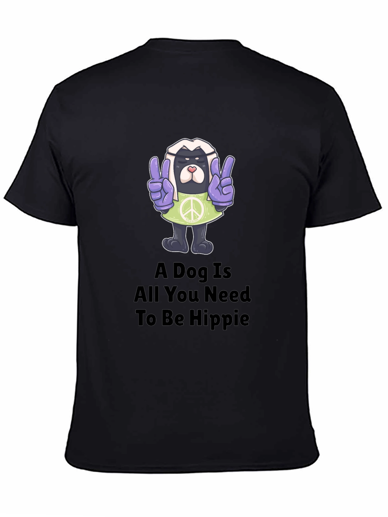 Hippie Dog Graphic T-Shirt - Peace & Love