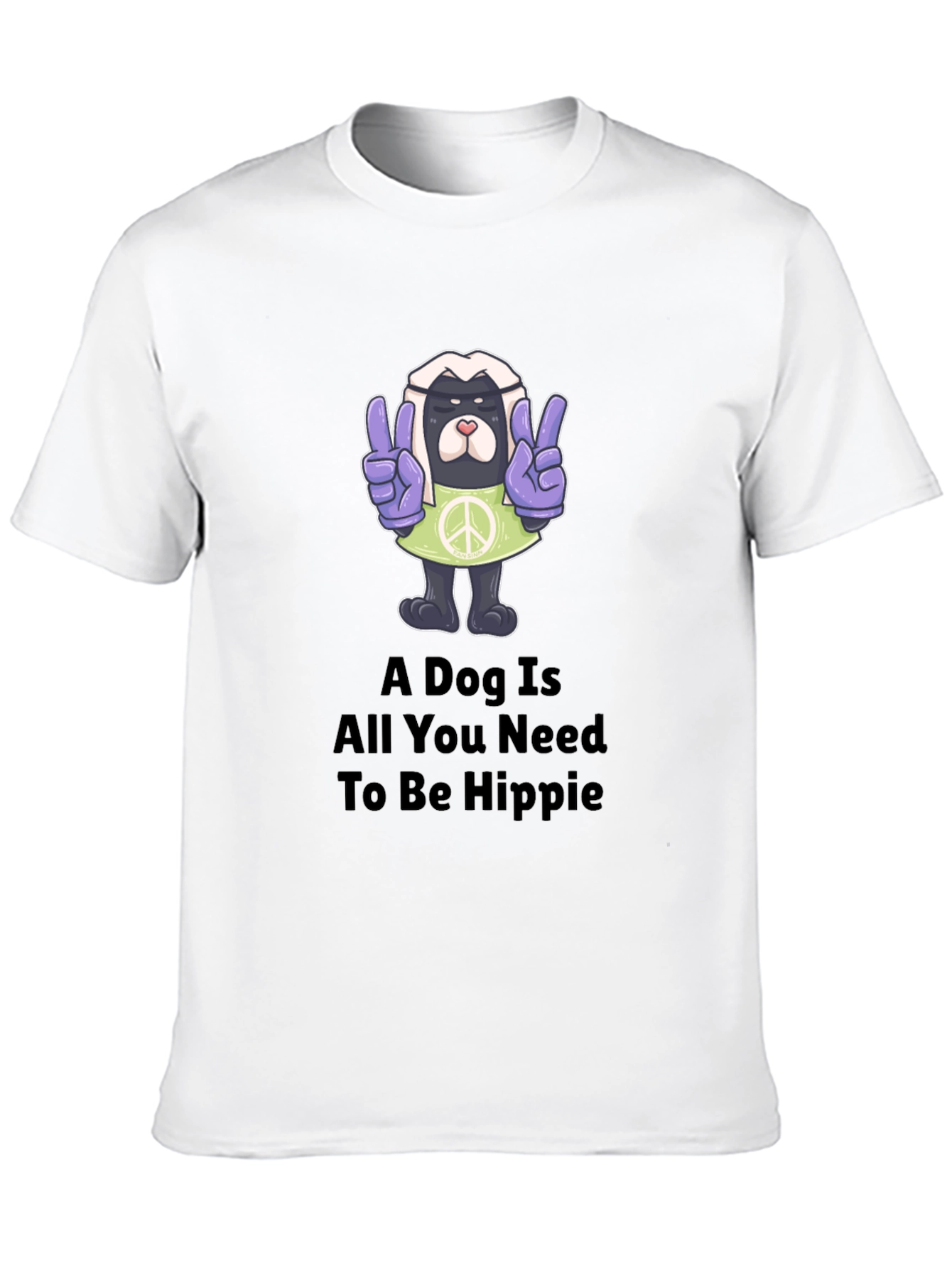Hippie Dog Graphic T-Shirt - Peace & Love