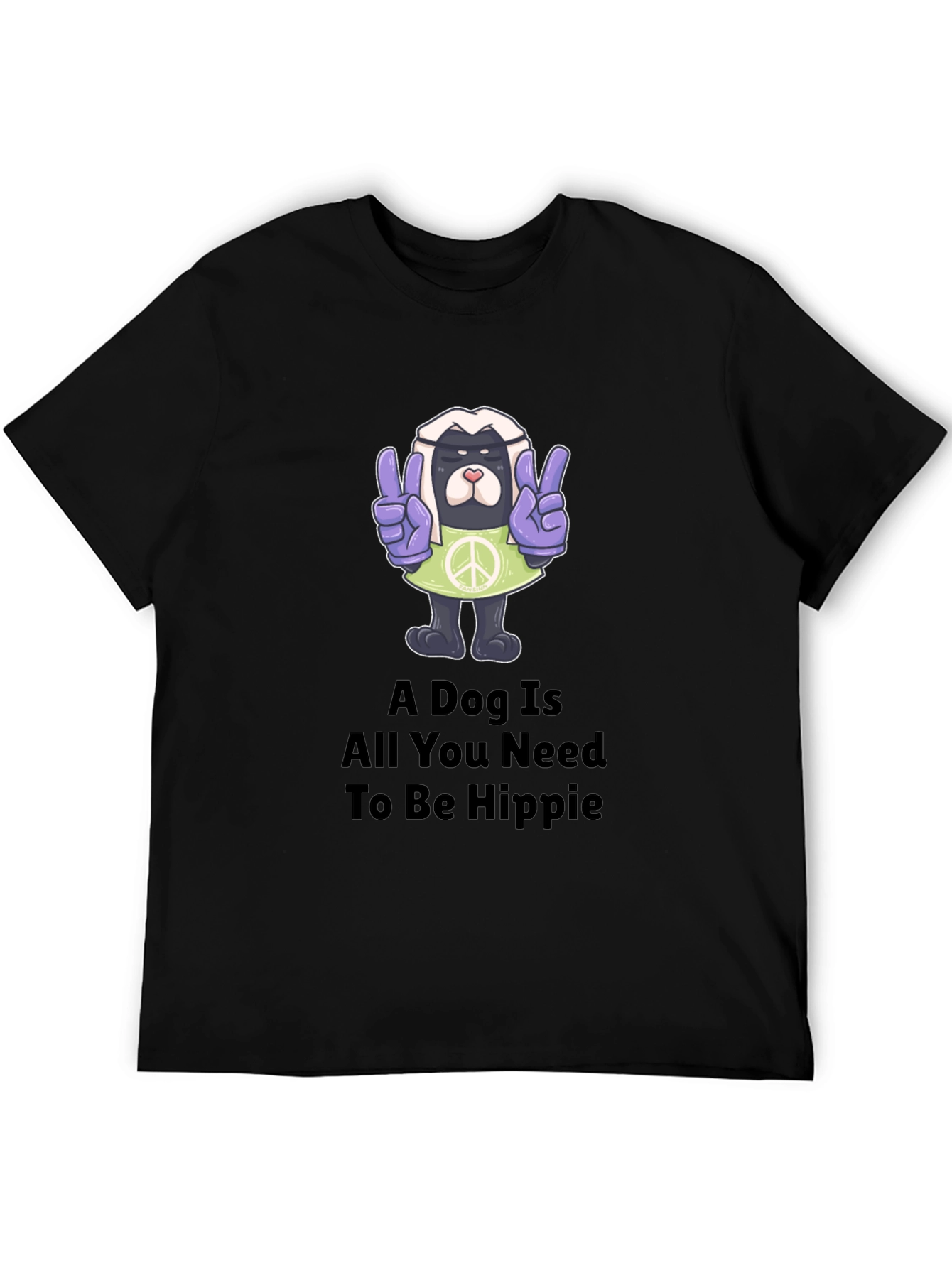 Hippie Dog Graphic T-Shirt - Peace & Love
