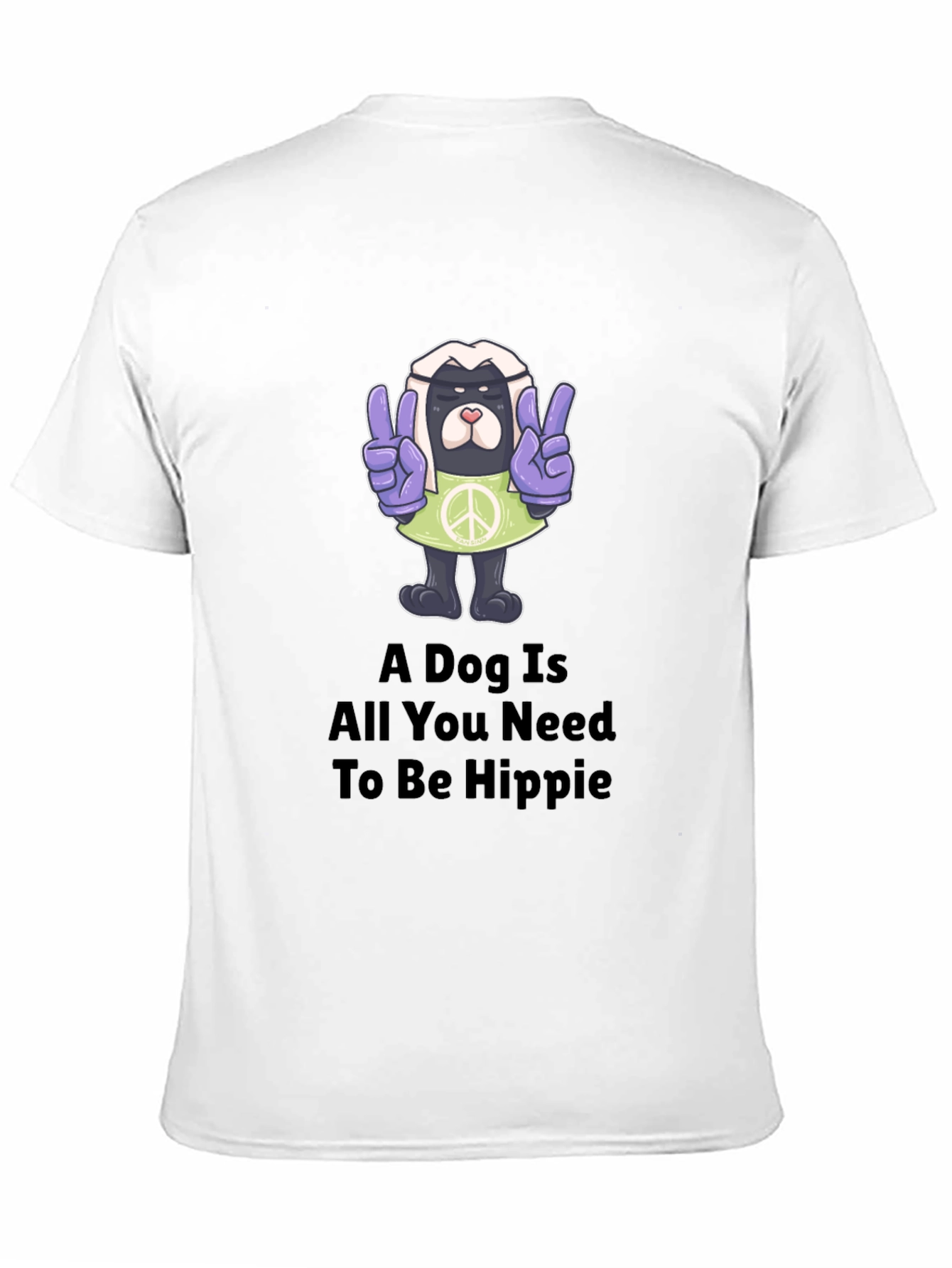 Hippie Dog Graphic T-Shirt - Peace & Love