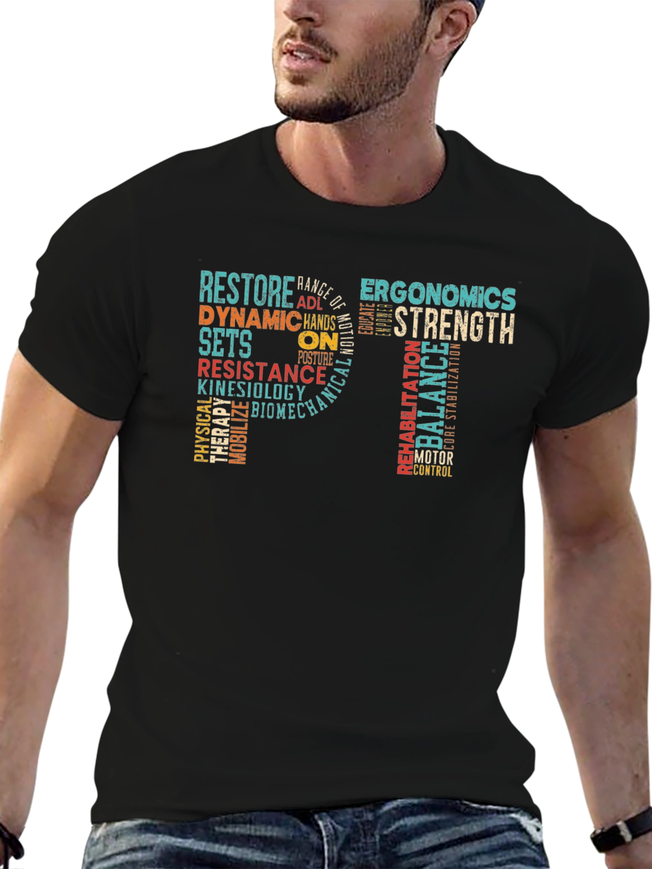 PT Physical Therapy Word Art Graphic T-Shirt