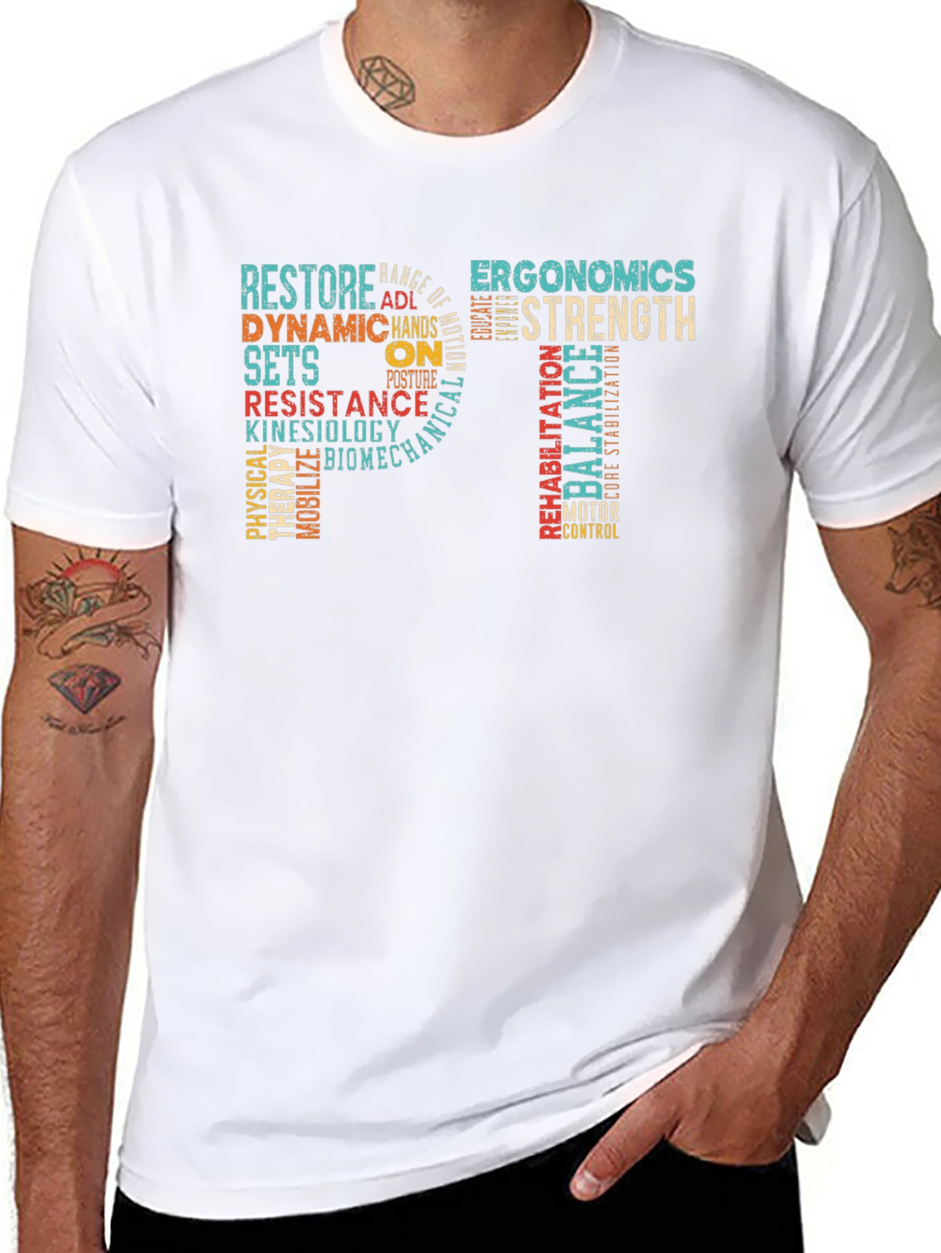 PT Physical Therapy Word Art Graphic T-Shirt