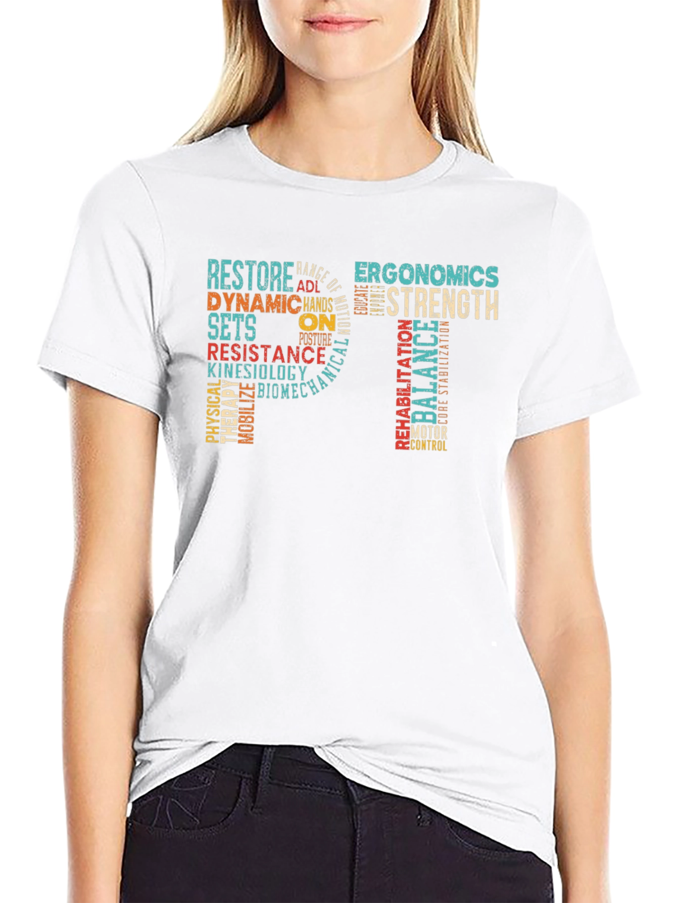 PT Physical Therapy Word Art Graphic T-Shirt