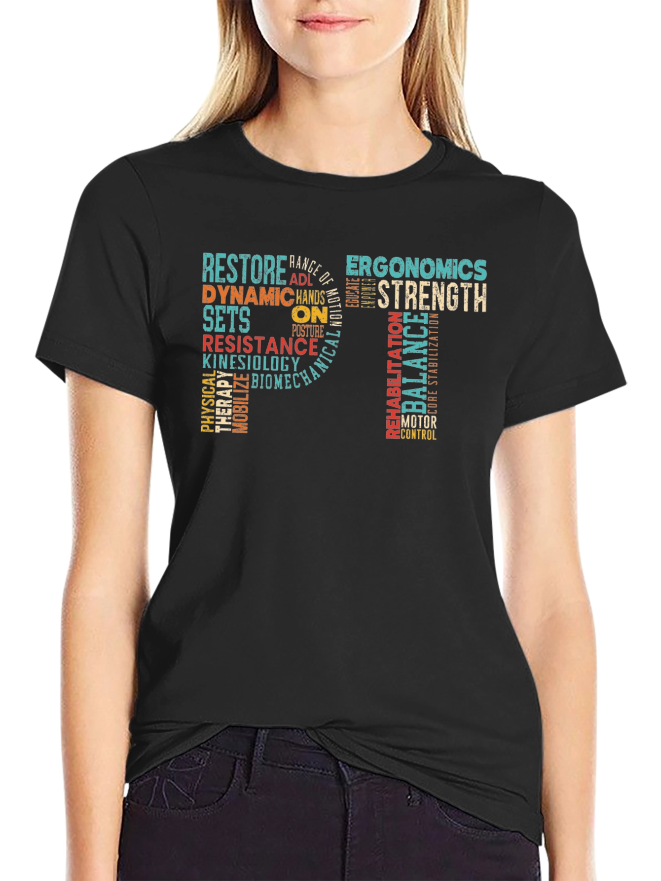 PT Physical Therapy Word Art Graphic T-Shirt