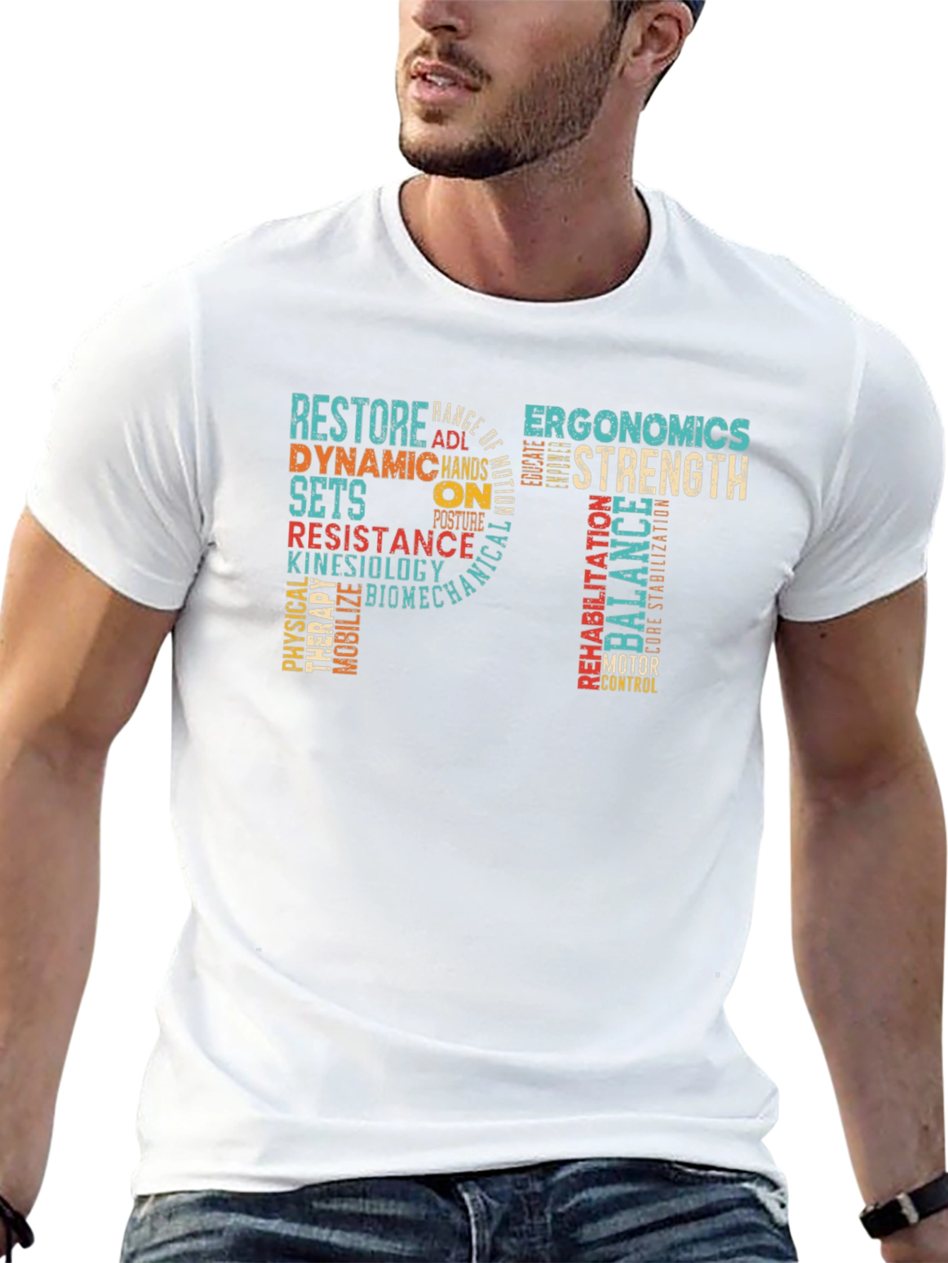 PT Physical Therapy Word Art Graphic T-Shirt