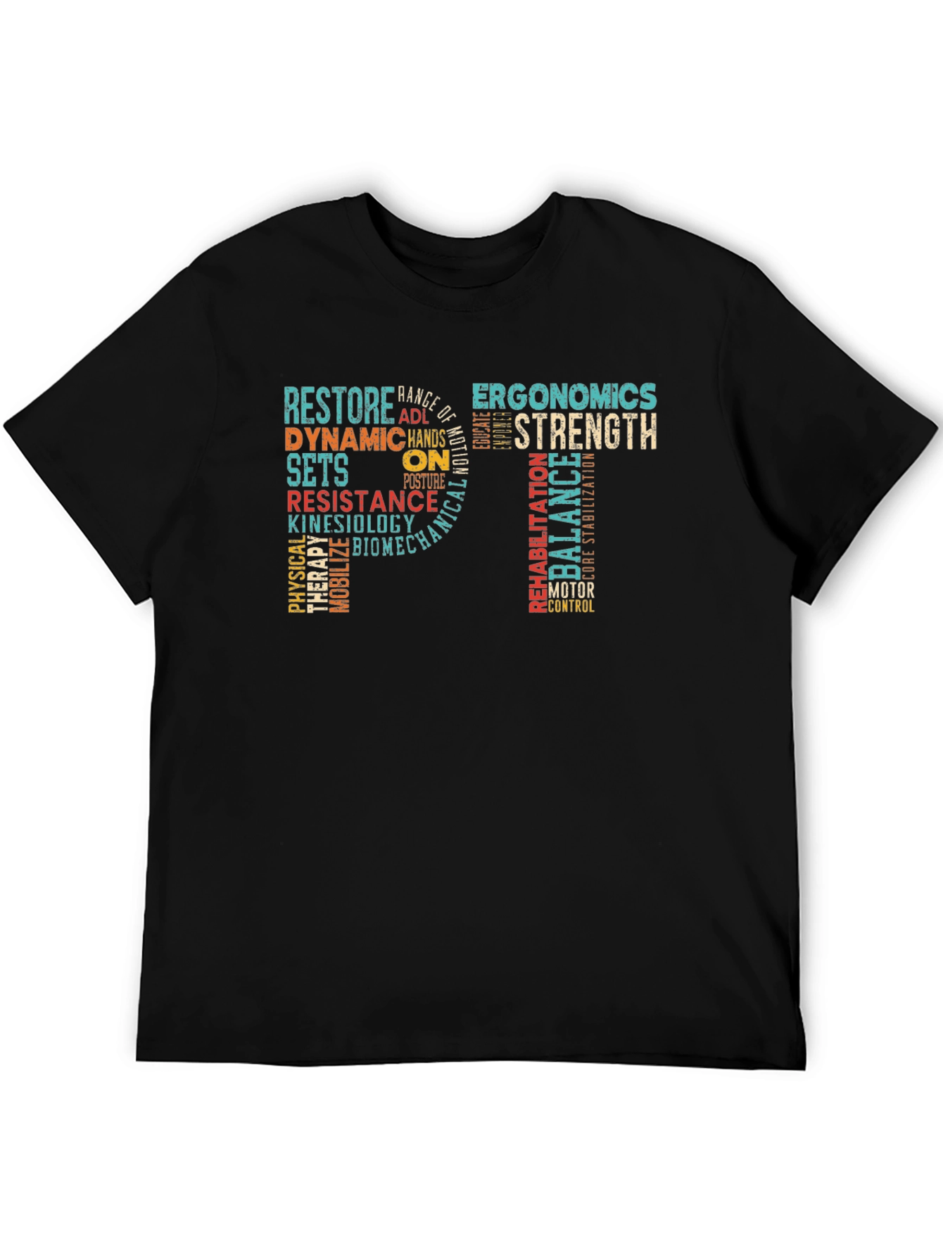PT Physical Therapy Word Art Graphic T-Shirt