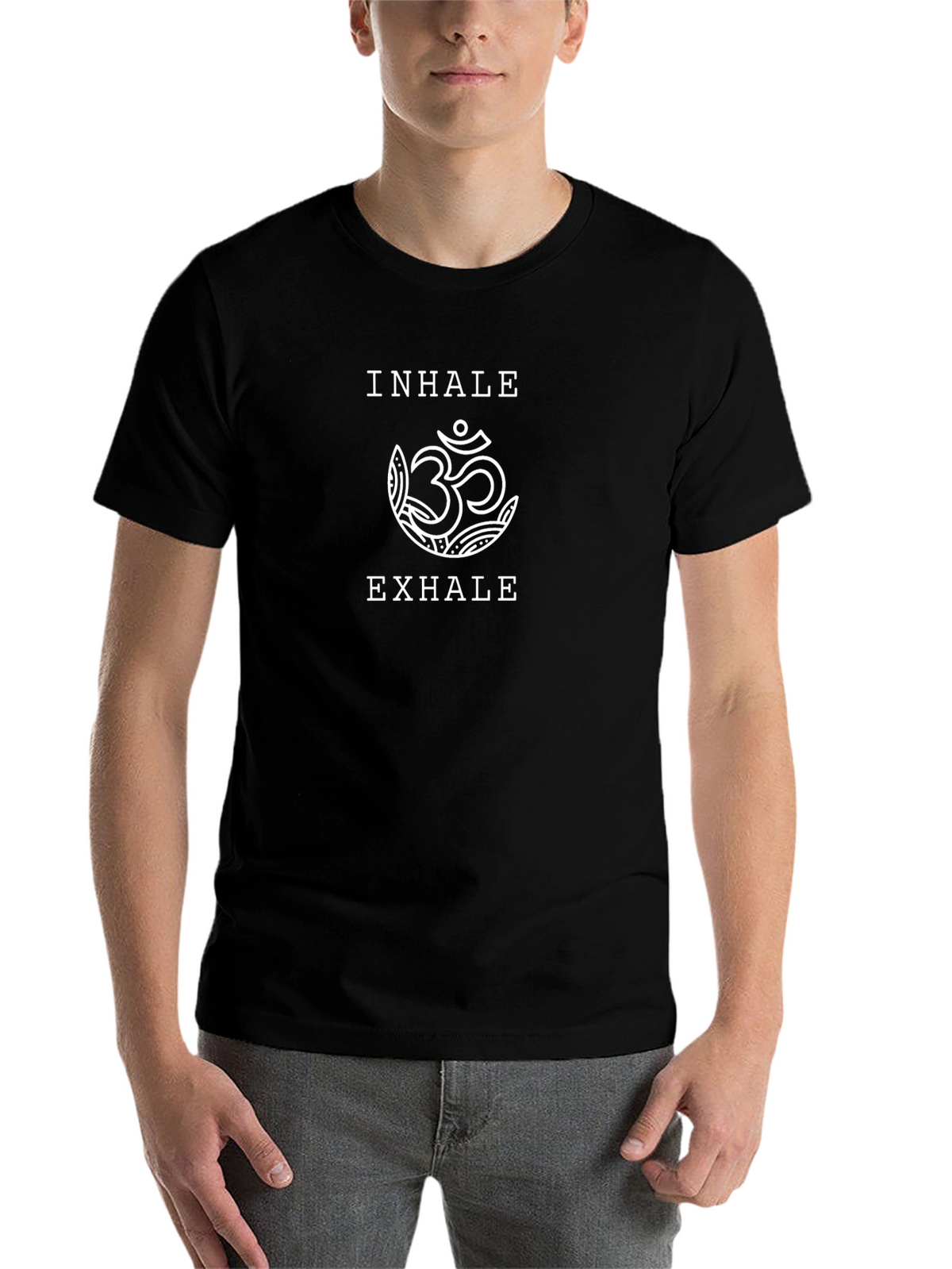 Inhale Exhale Yoga Om Symbol Black T-Shirt