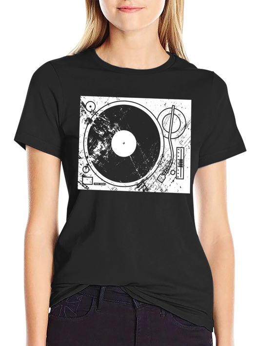 Vintage DJ Turntable Graphic Tee - Black