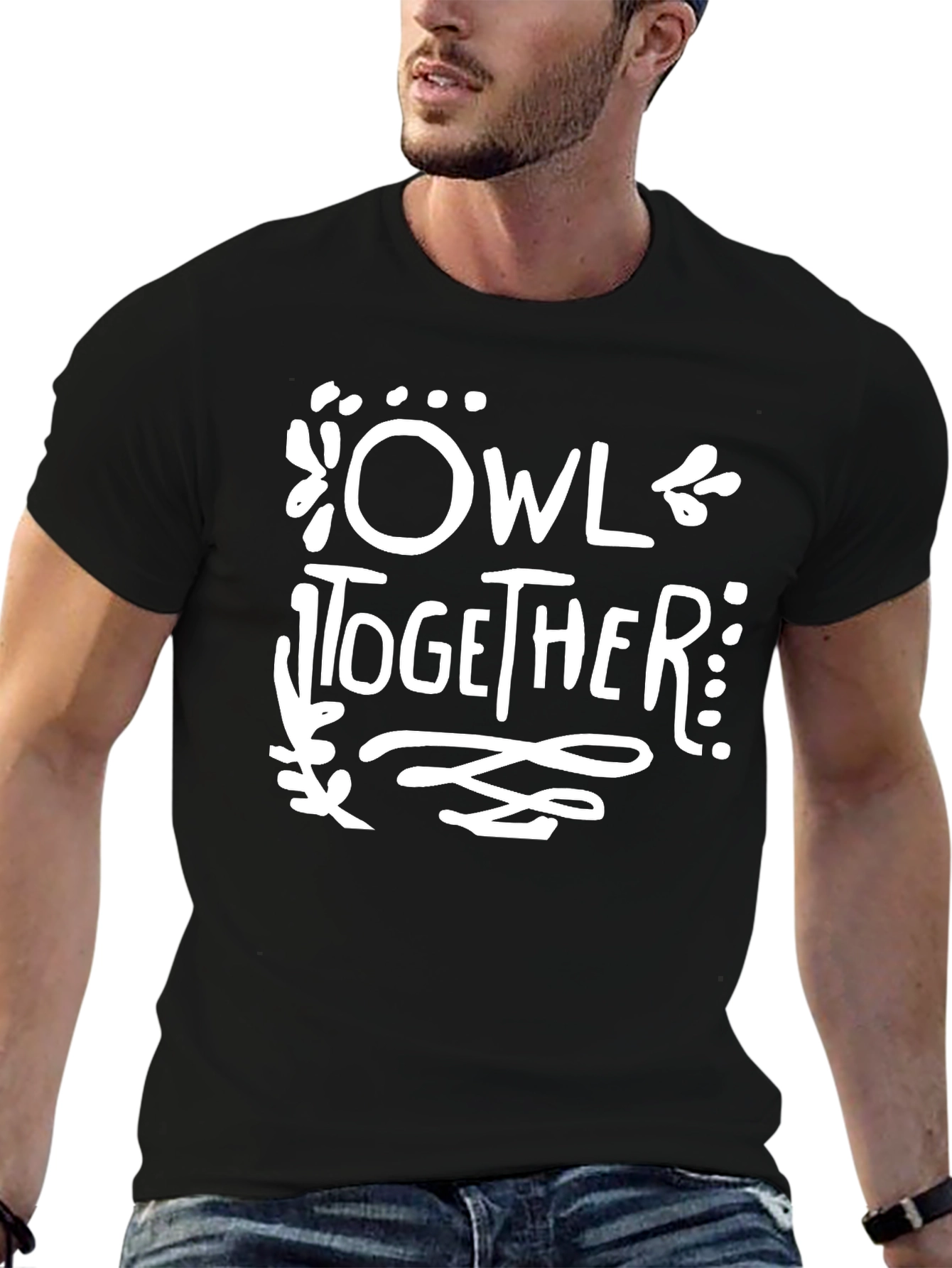 Owl Together Graphic Tee - Black Cotton T-Shirt