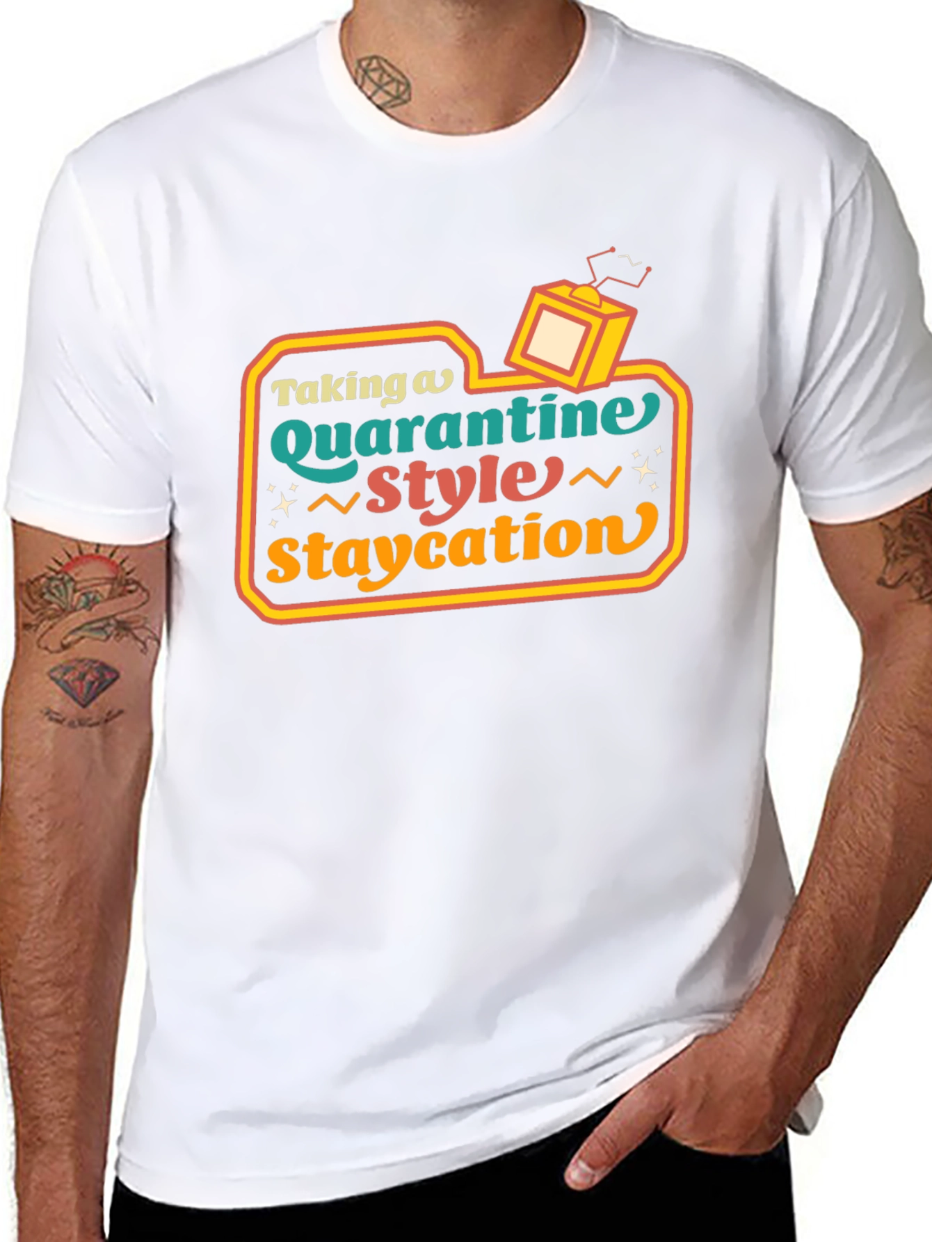 Quarantine Staycation Graphic Tee - Retro Style