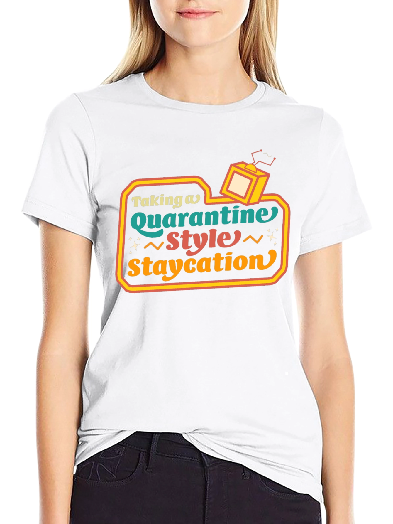 Quarantine Staycation Graphic Tee - Retro Style