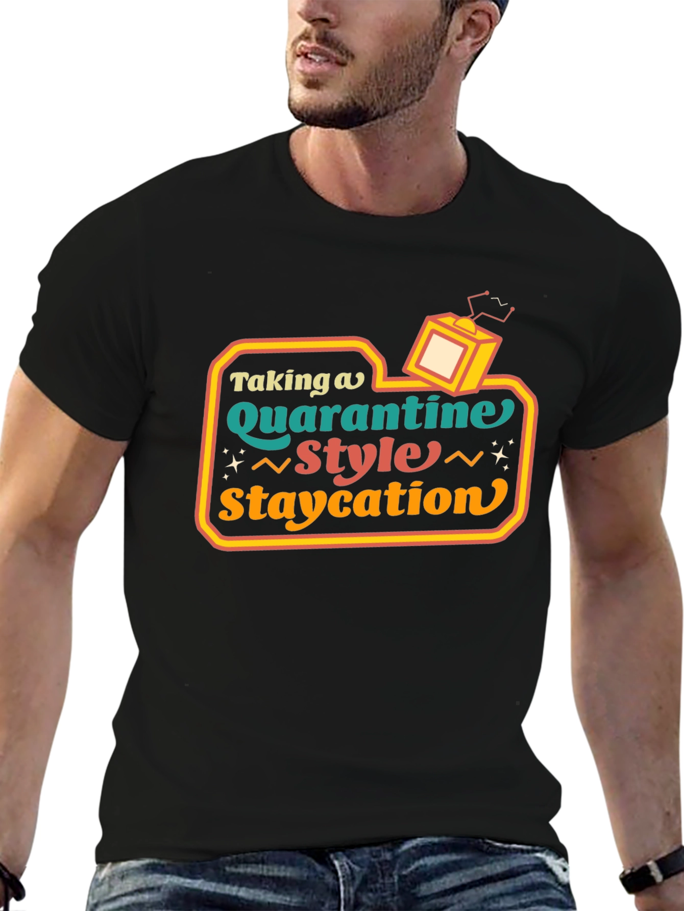 Quarantine Staycation Graphic Tee - Retro Style
