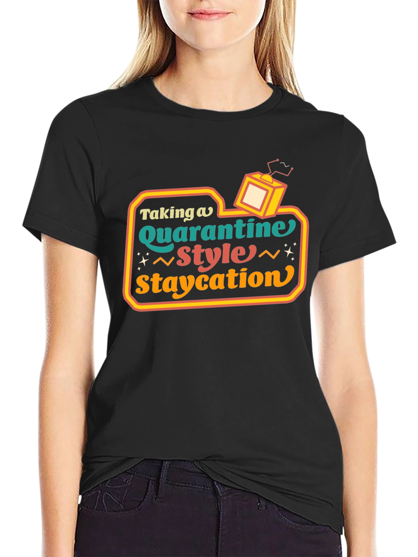 Quarantine Staycation Graphic Tee - Retro Style